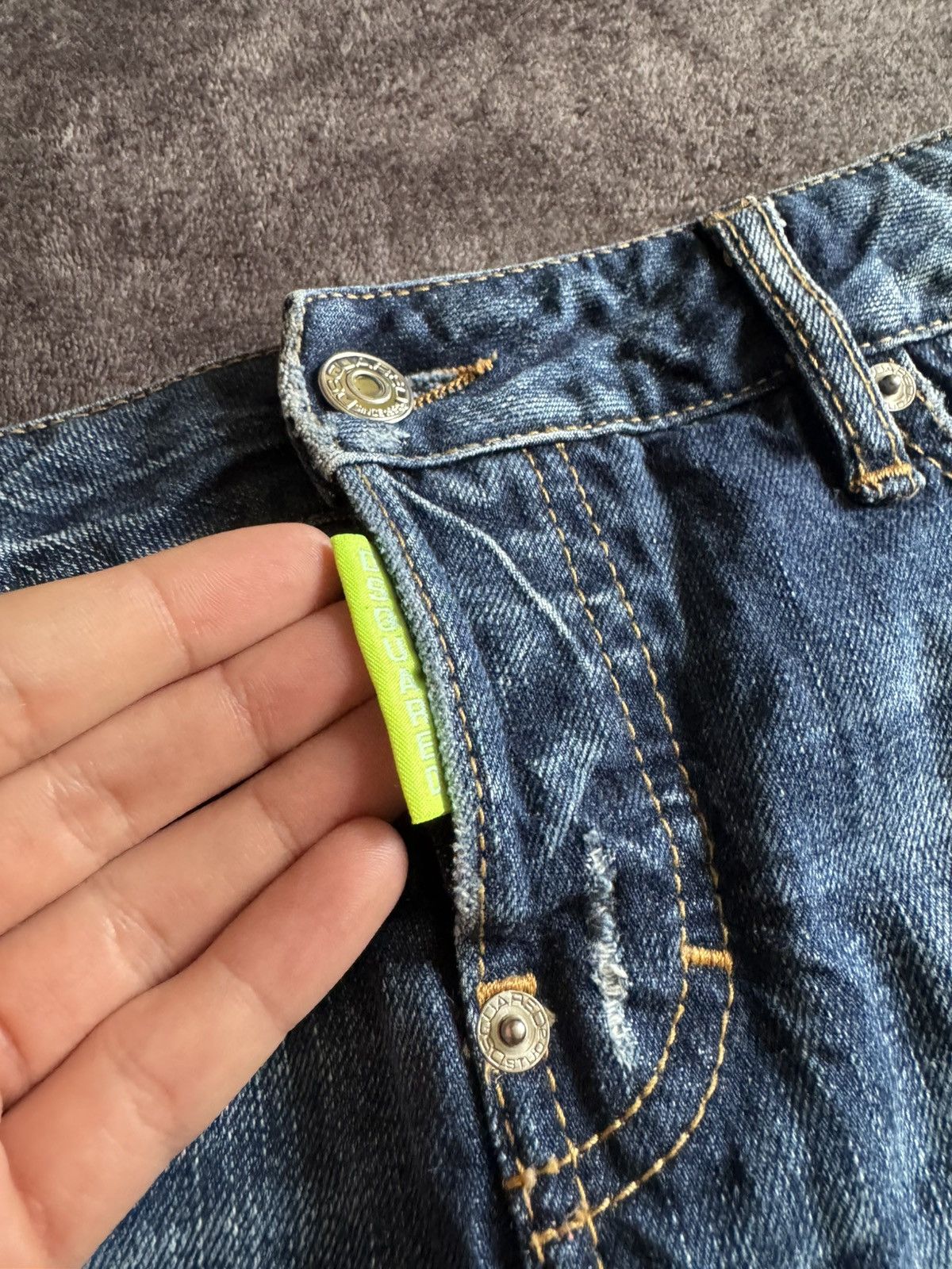 Dsquared2 Dsquared2 vintage denim mini skirt green painted rare Size 36" / US 14 / IT 50 - 6 Thumbnail