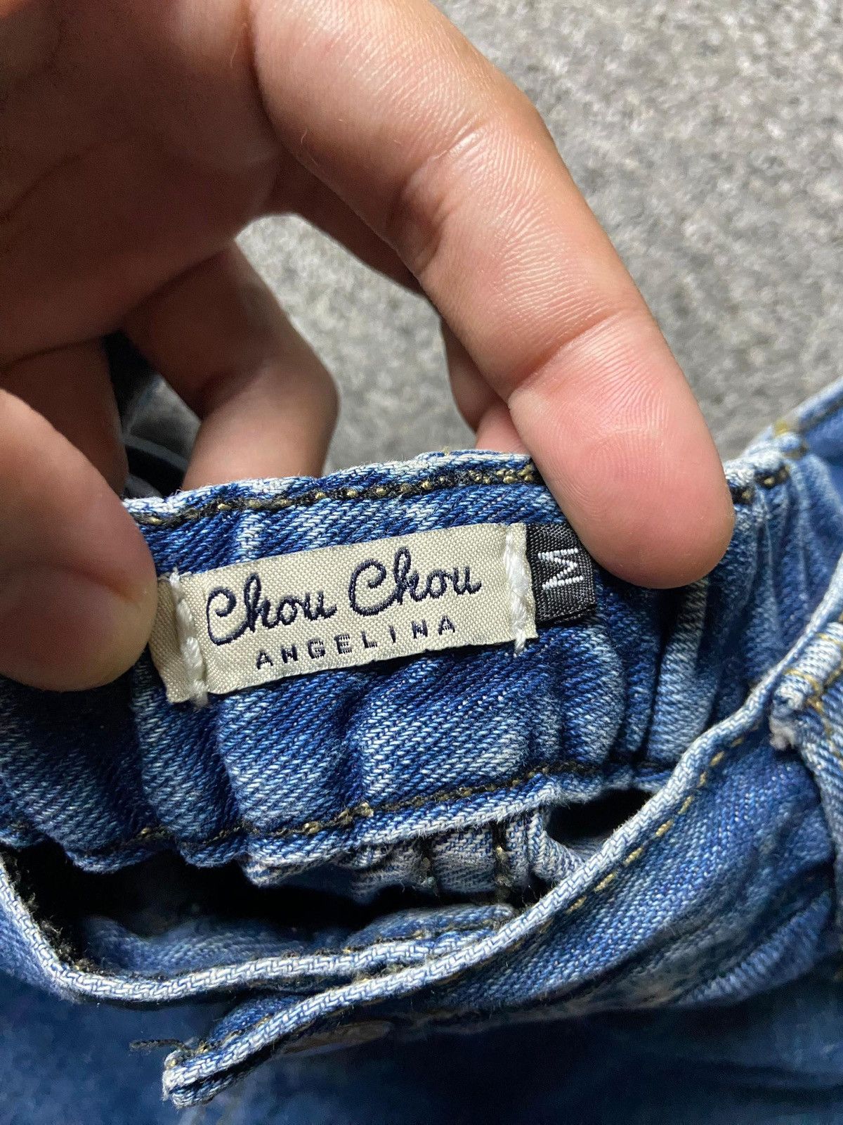 Japanese Brand Chou Chou Angelina Wide Leg Denim Jeans with Patches (165) Size 24" / US 00 / IT 34 - 3 Thumbnail
