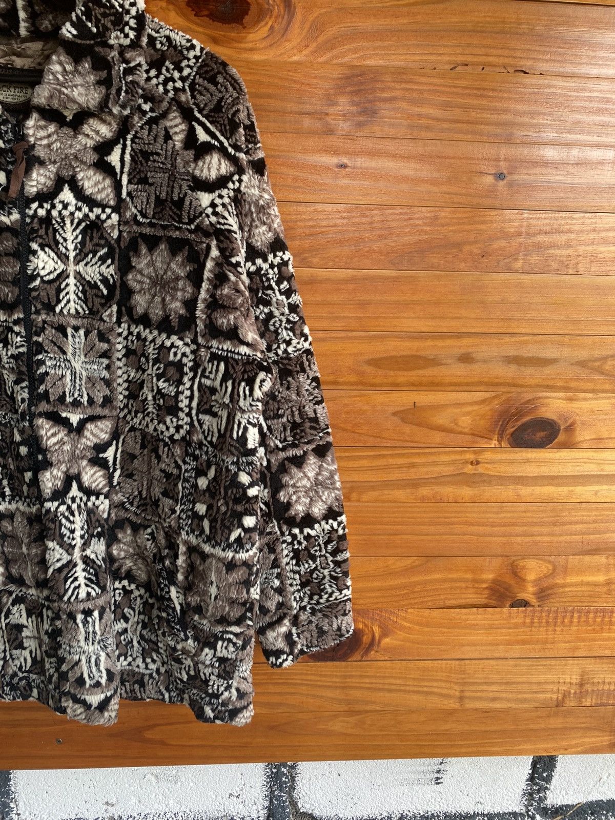 Vintage Vintage Back Fire Patterned Faux Fur Coat – Retro 90s Size US M / EU 48-50 / 2 - 6 Thumbnail