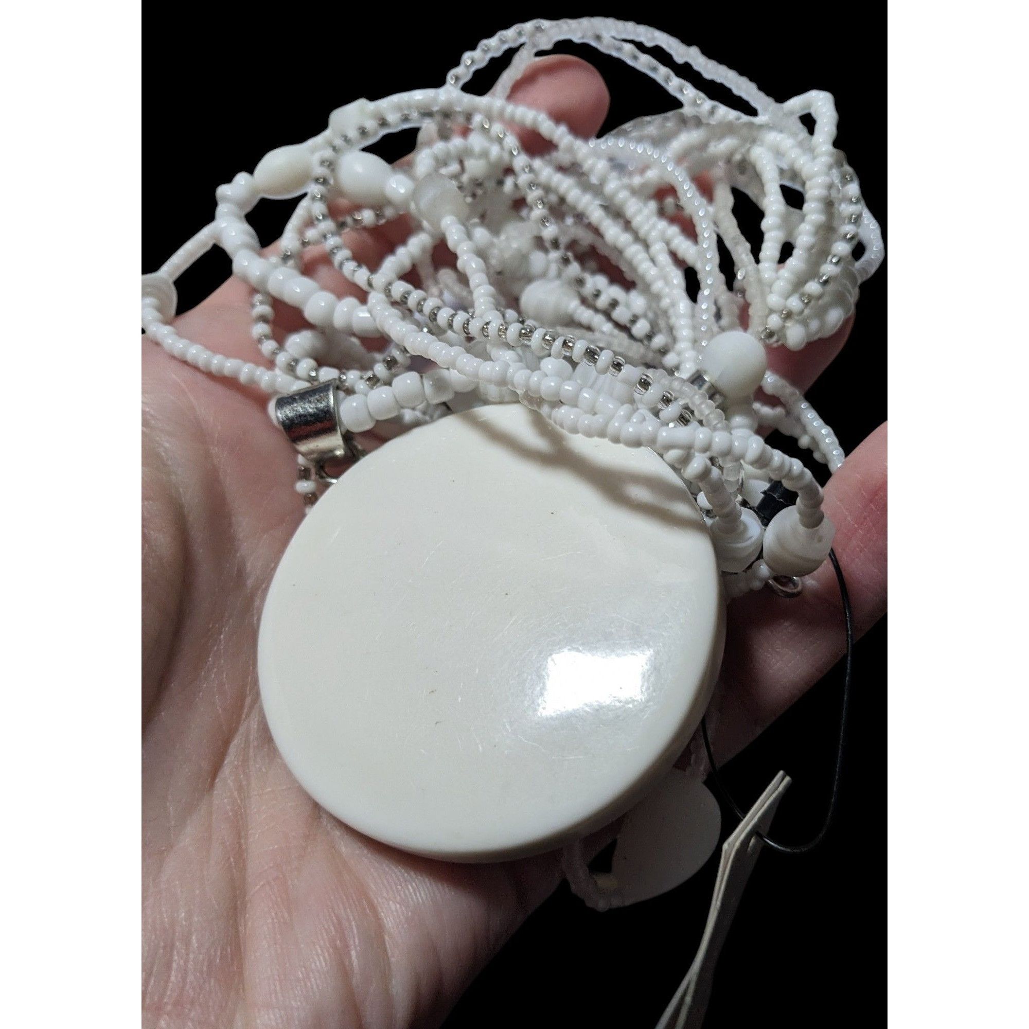 Chicos Chico's Nautilus White And Silver Chunky Multilayer Pendant Size ONE SIZE - 3 Thumbnail