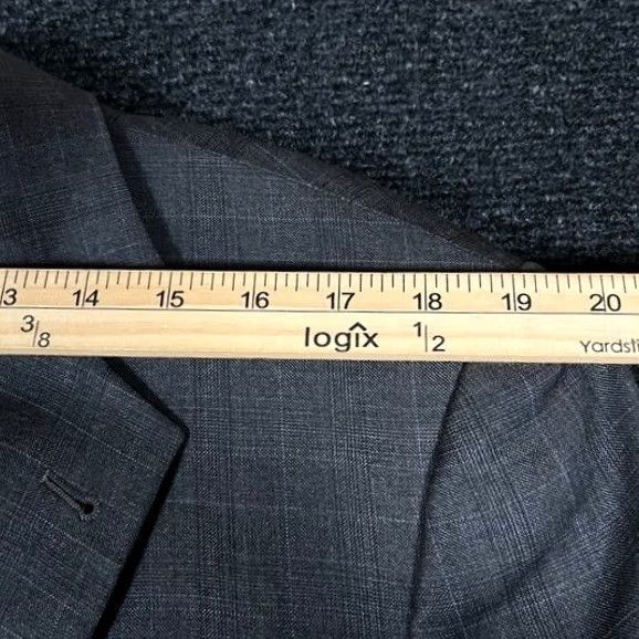 Joseph Abboud Joseph Abboud Mens Blazer Jacket Wool Gray Plaid Loro Piana 40L Coat Suit Jacket Man Mens Size 40R - 7 Thumbnail