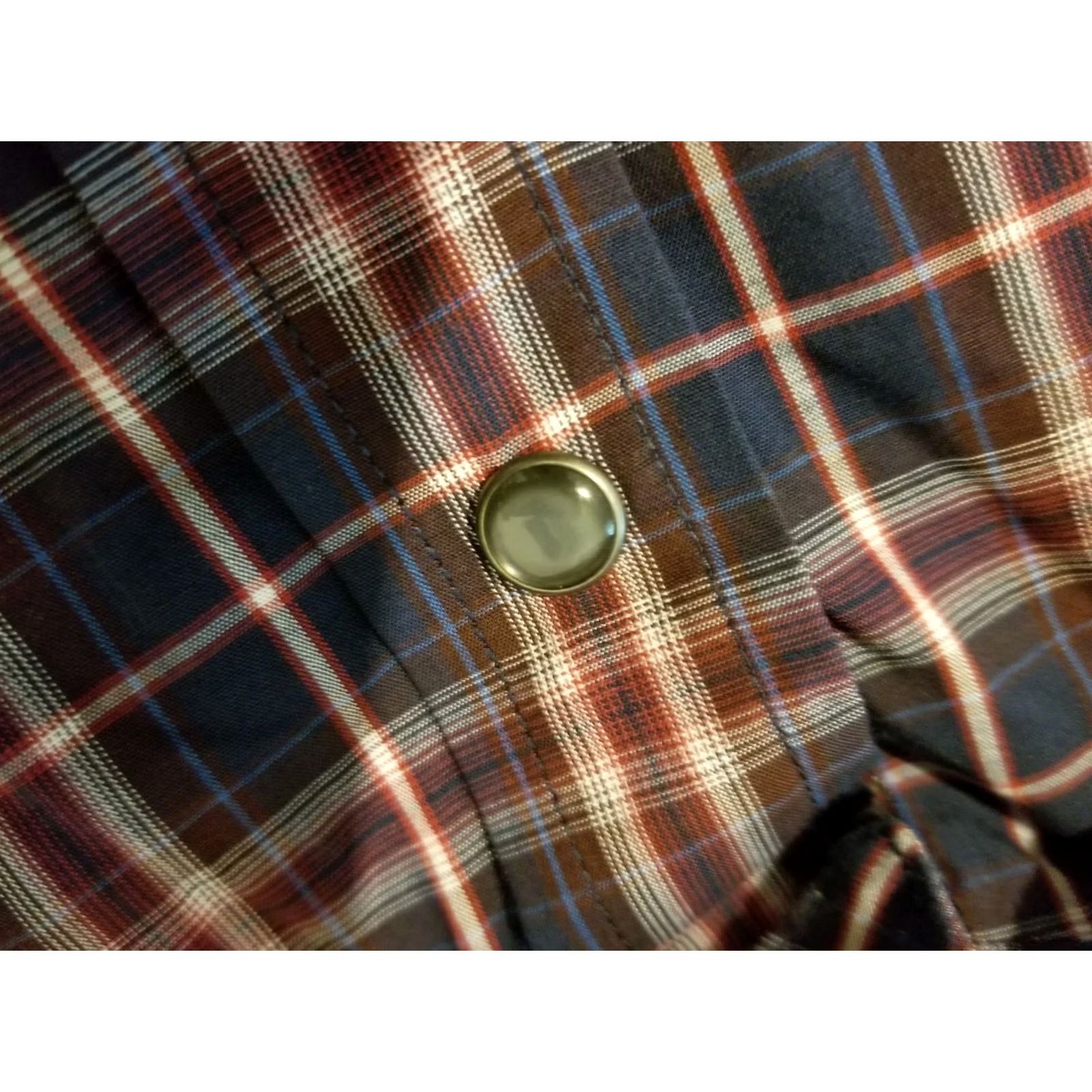 Banana Republic Banana Republic Shirt Mens XL Plaid Dress Slim Navy Button Cotton Size 46R - 5 Thumbnail