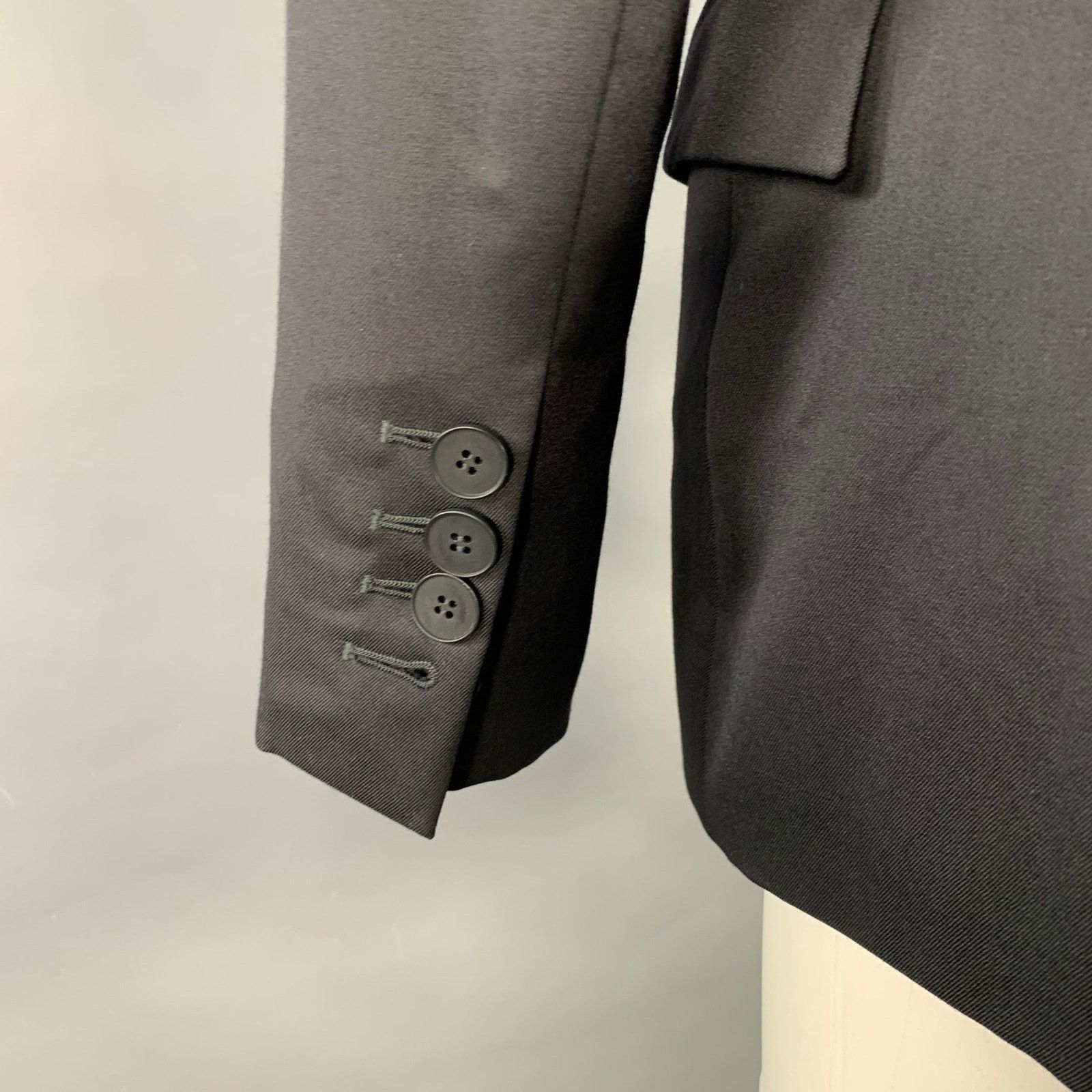Stella McCartney 4 Black Wool Blend Peak Lapel Single Button Jacket Blazer Size S / US 4 / IT 40 - 4 Thumbnail