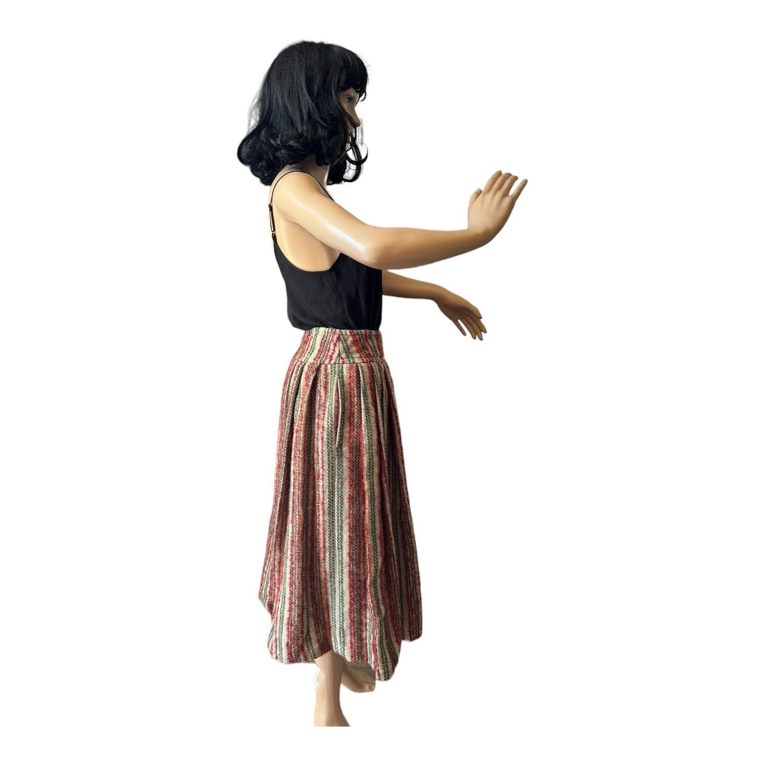 Vintage Vtg high waisted pleated boucle striped midi skirt small Size 27" / US 4 / IT 40 - 17 Thumbnail