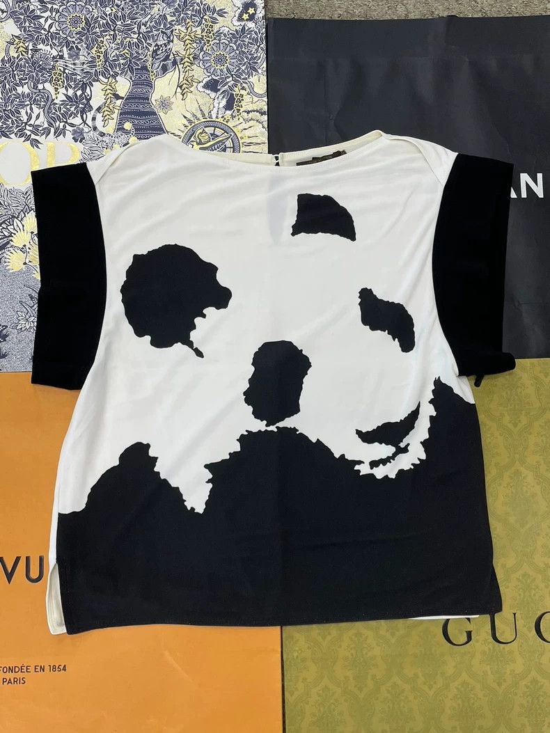 Louis Vuitton LV Black White Print Short Sleeve Top Size US M / EU 48-50 / 2 - 1 Thumbnail