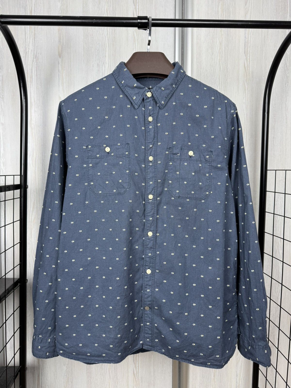 Allsaints Allsaints Casual Shirt Blue Alnico Long Sleeve Linen Cotton Size US L / EU 52-54 / 3 - 2 Thumbnail