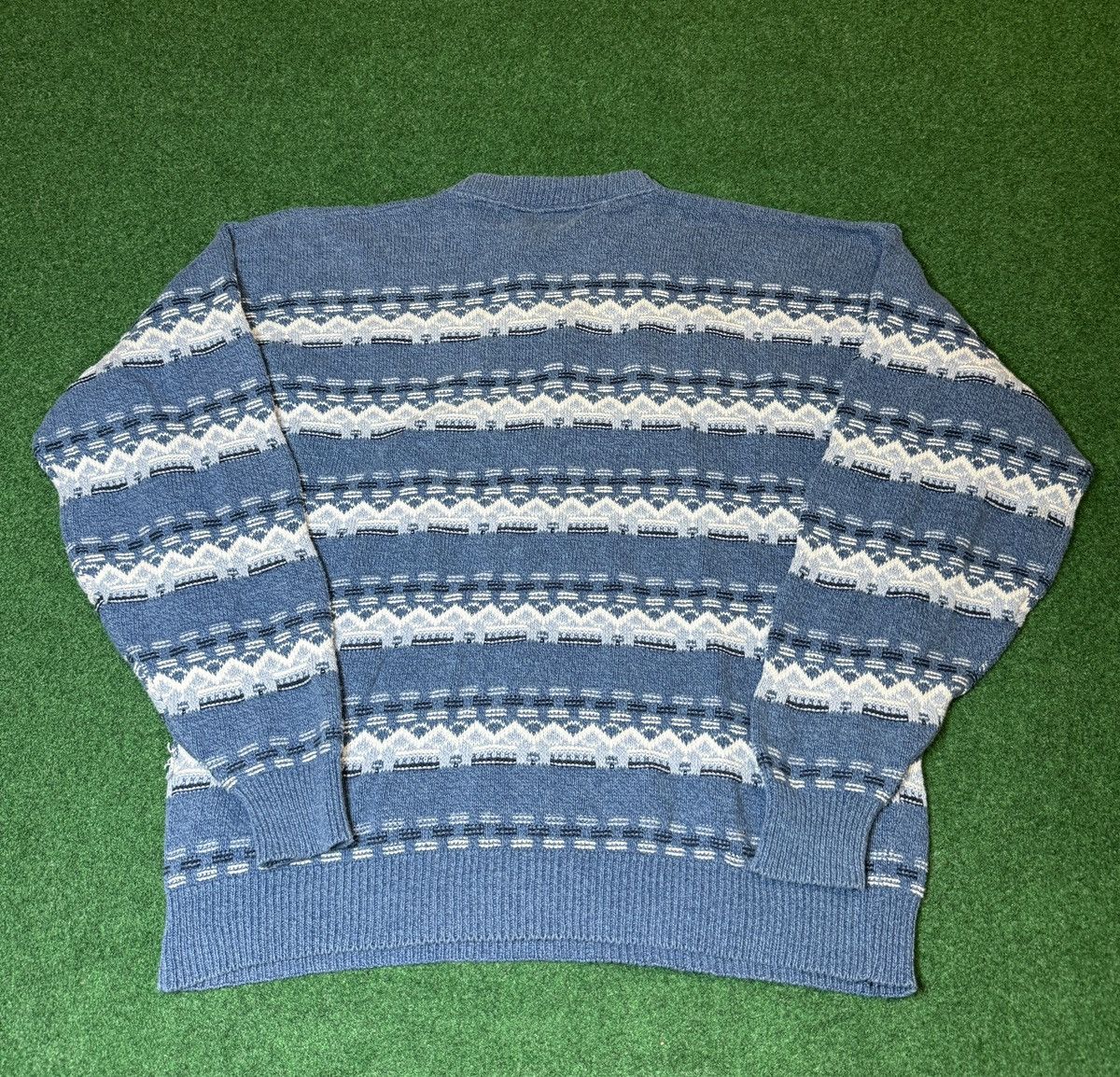 Vintage Vintage 90s American Spirit Blue Stripped Knit Sweater Size US L / EU 52-54 / 3 - 4 Thumbnail