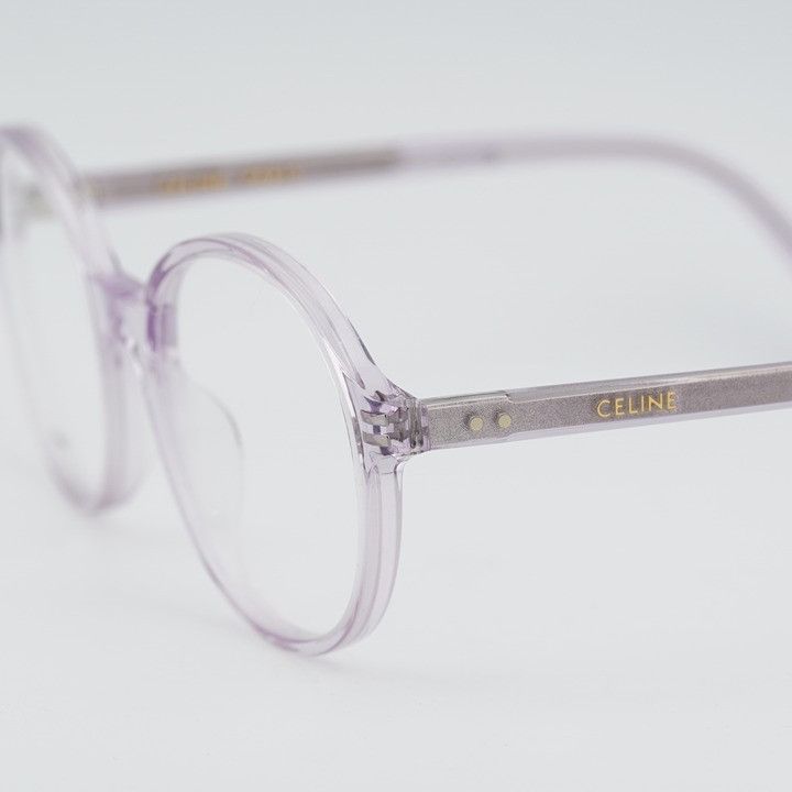 Celine Celine CL50092I 078 Eyeglasses Transparent Lilac 53mm Round Size ONE SIZE - 8 Thumbnail