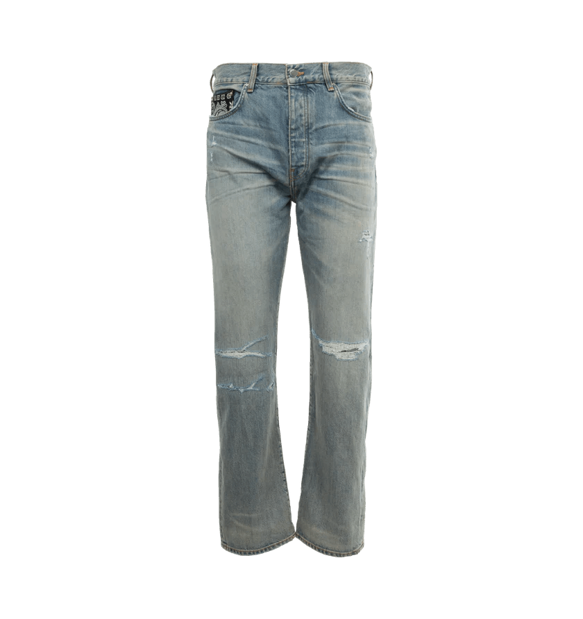 Amiri o1h1sh10525 Bandana Repair Straight Jean in Indigo/Blue Size US 38 / EU 54 - 1 Thumbnail