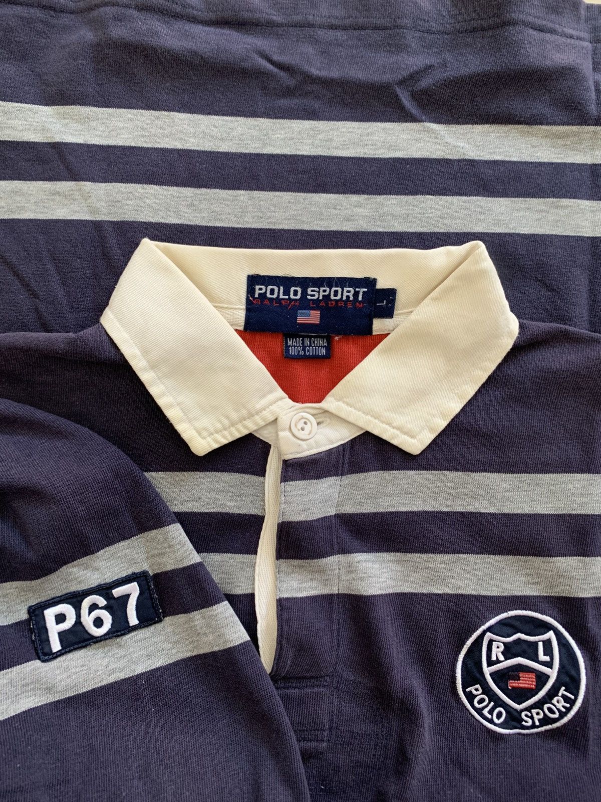 Polo Ralph Lauren Vintage Polo Sport P-67 Stripe Rugby Shirt Size US L / EU 52-54 / 3 - 5 Thumbnail