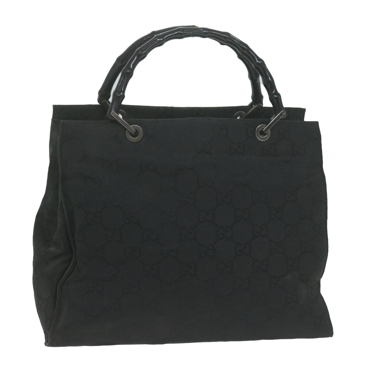 image of Gucci Bamboo GG Canvas Hand Bag Black 002 1010 Auth 65515, Women's