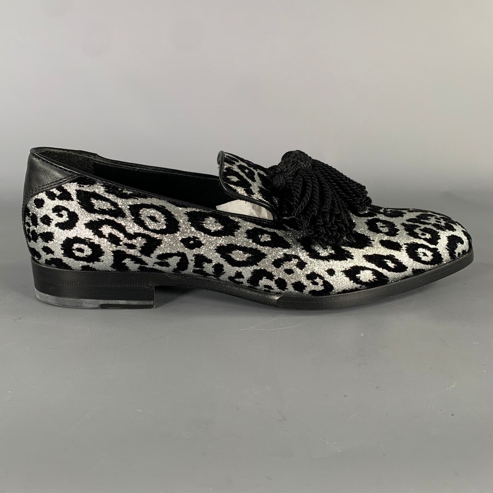 Jimmy Choo JIMMY CHOO Silver Black Medusa Jacquard Tassels Loafers Size US 7 / EU 40 - 2 Thumbnail