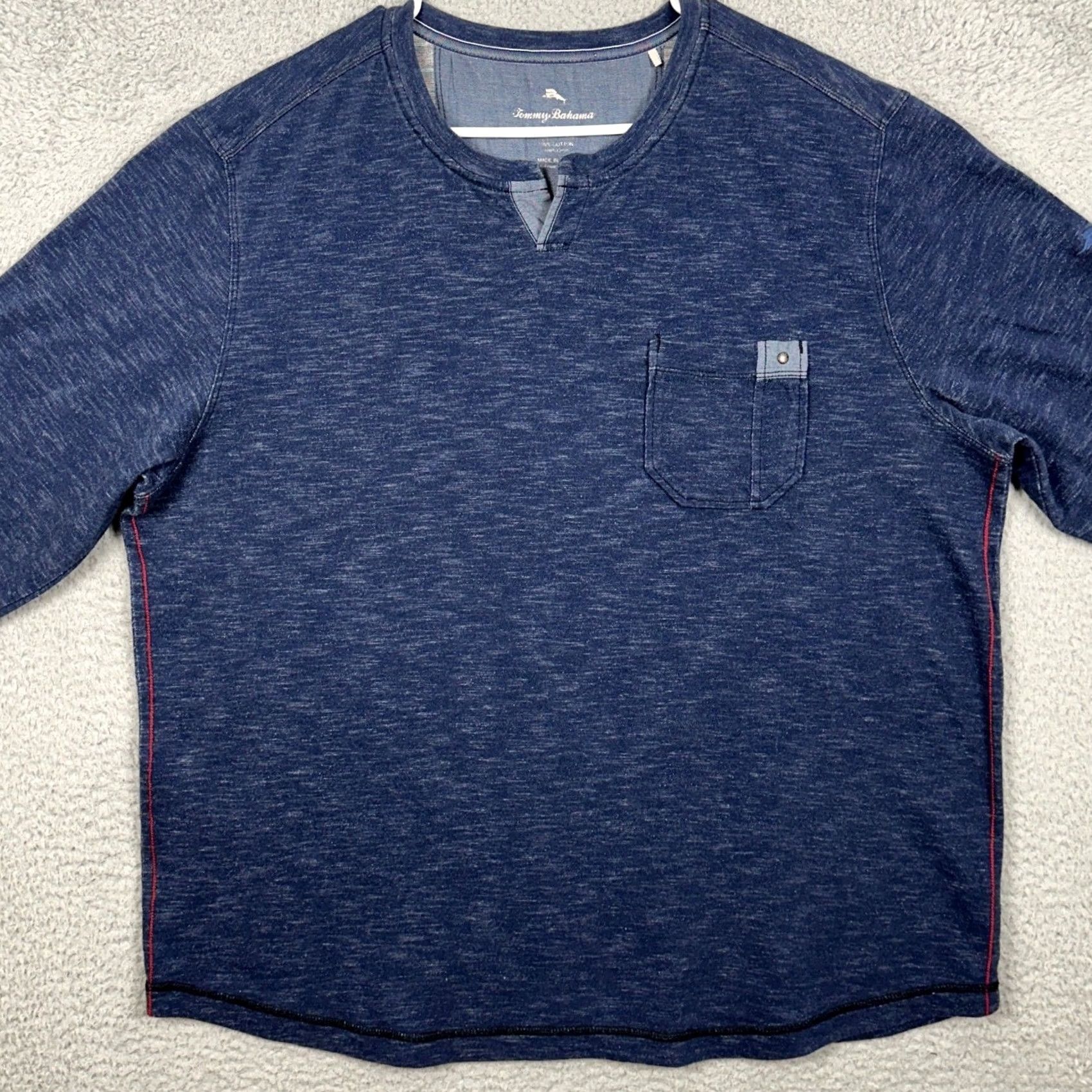 Tommy Bahama Tommy Bahama Mens XL Blue Johnny Collar Pocket Long Sleeve T-Shirt Logo EUC Size US XL / EU 56 / 4 - 3 Thumbnail