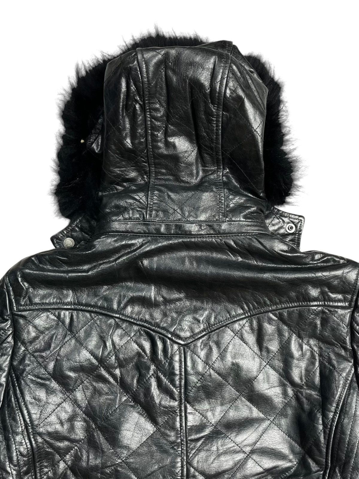 2000s Tornado Mart - Vkei Style Fur Hoodie Leather Jacket