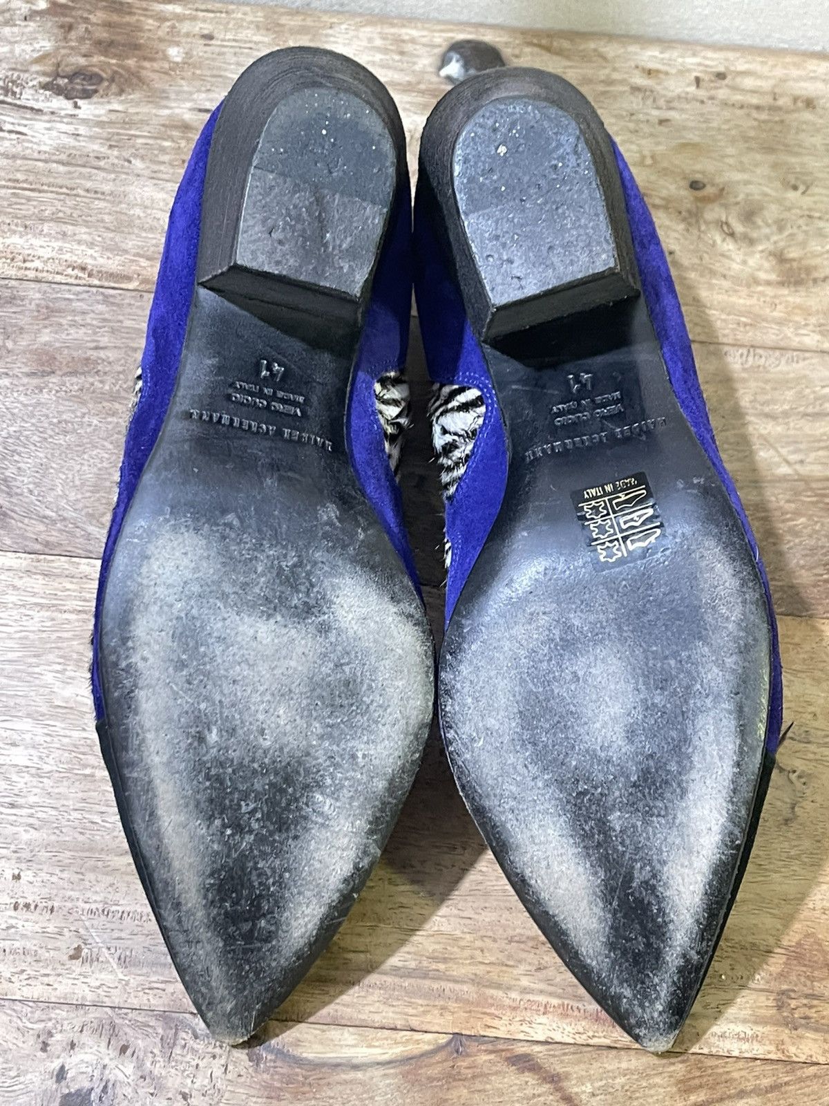 Haider Ackermann SS16 Zebra Ponyhair and Blue Suede Flame Booties Size US 11 / IT 41 - 17 Thumbnail