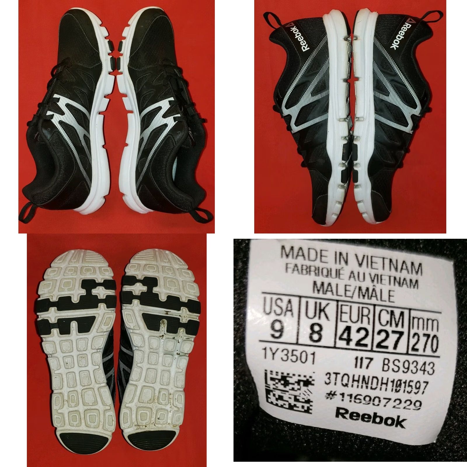 Reebok Reebok Yourflex Sneakers Black Men 9MEU 42 Slip Resistant Casual Workout Athletic Shoes Size US 9 / EU 42 - 8 Thumbnail