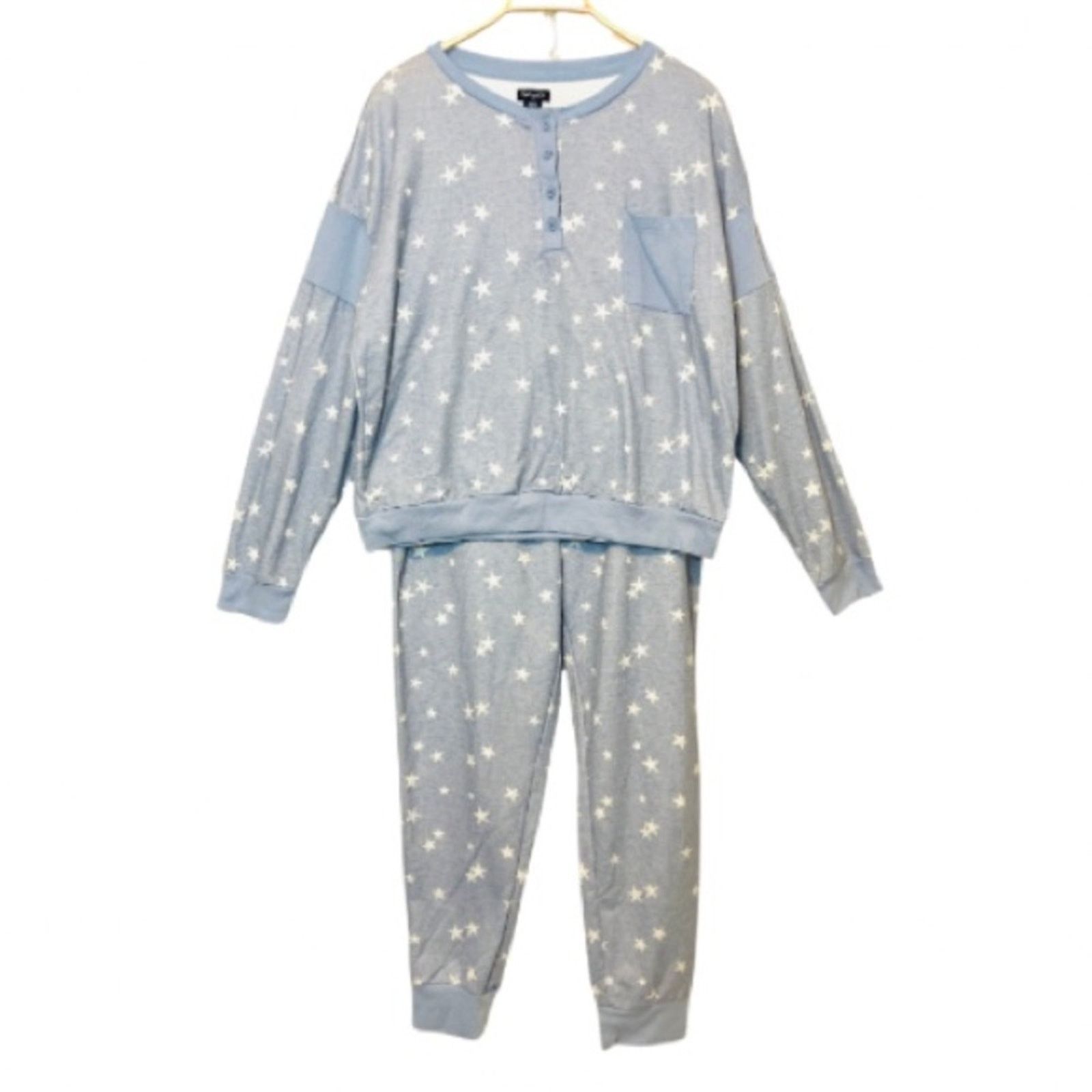 Splendid Splendid Blue White Star Long Sleeve Pajama Cozy Lounge Set Size 34" / US 12 / IT 48 - 1 Thumbnail