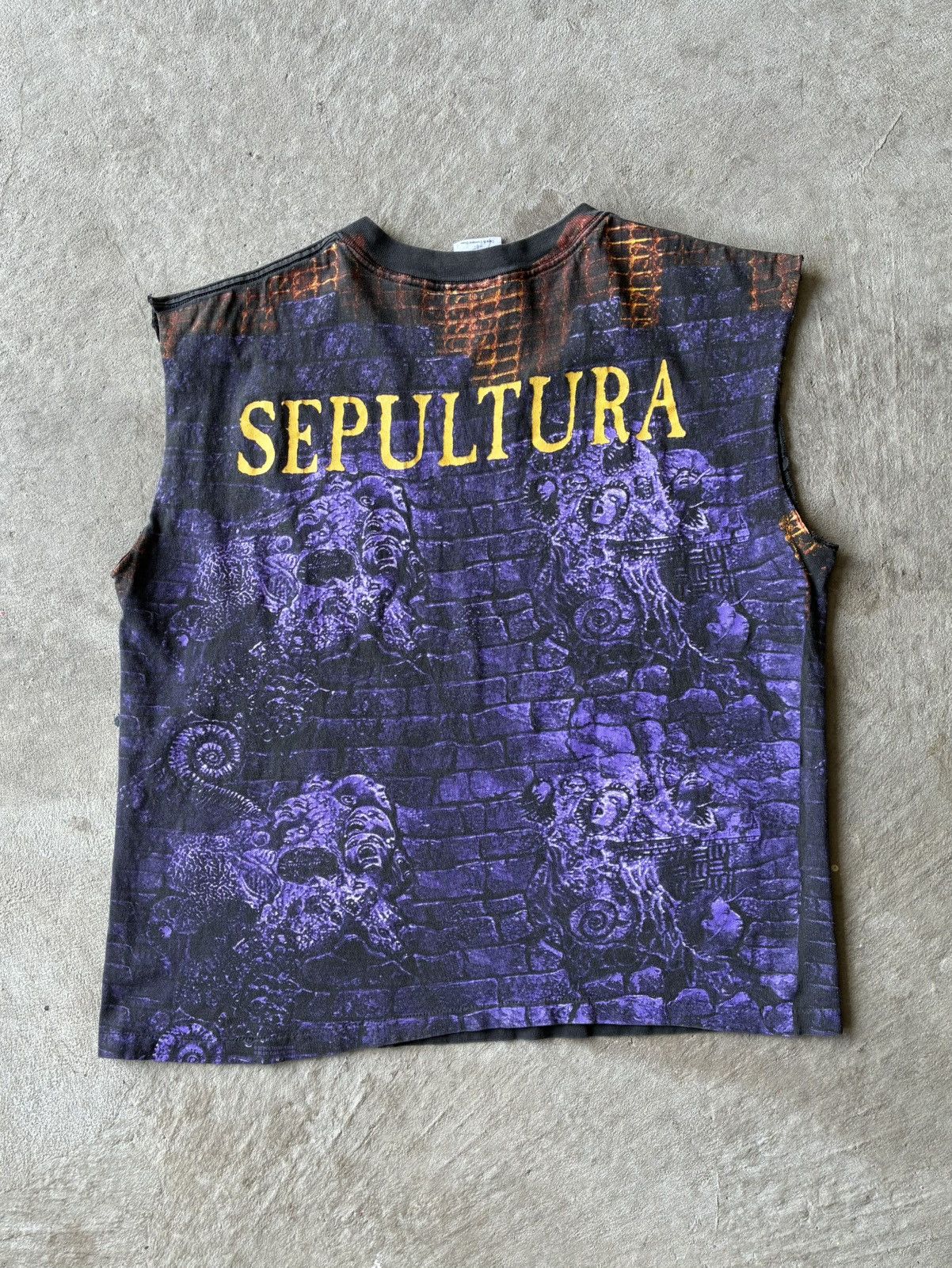 Band Tees Vintage 1993 Sepultura Chaos AD Biotech All Over Print Shirt Size US L / EU 52-54 / 3 - 6 Thumbnail