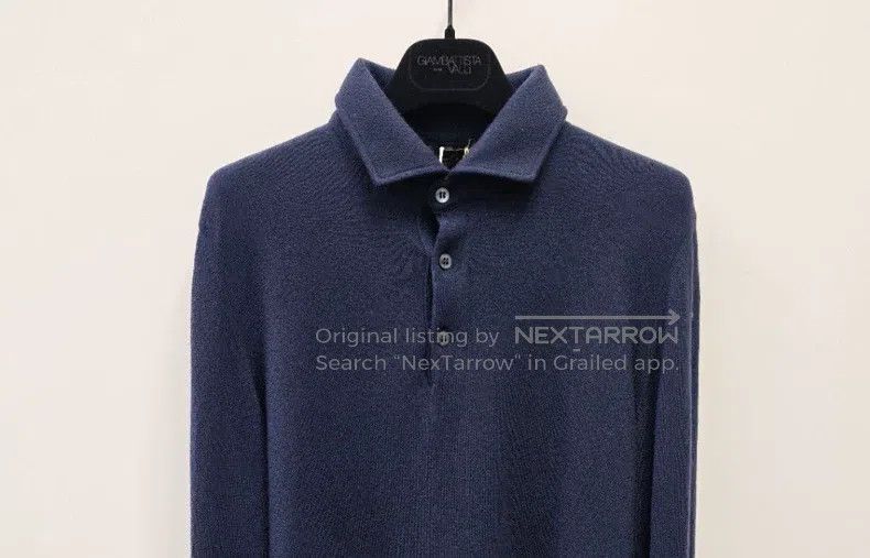 Loro Piana Loro Piana Men's navy blue collar-turned knitwear Size US M / EU 48-50 / 2 - 3 Thumbnail