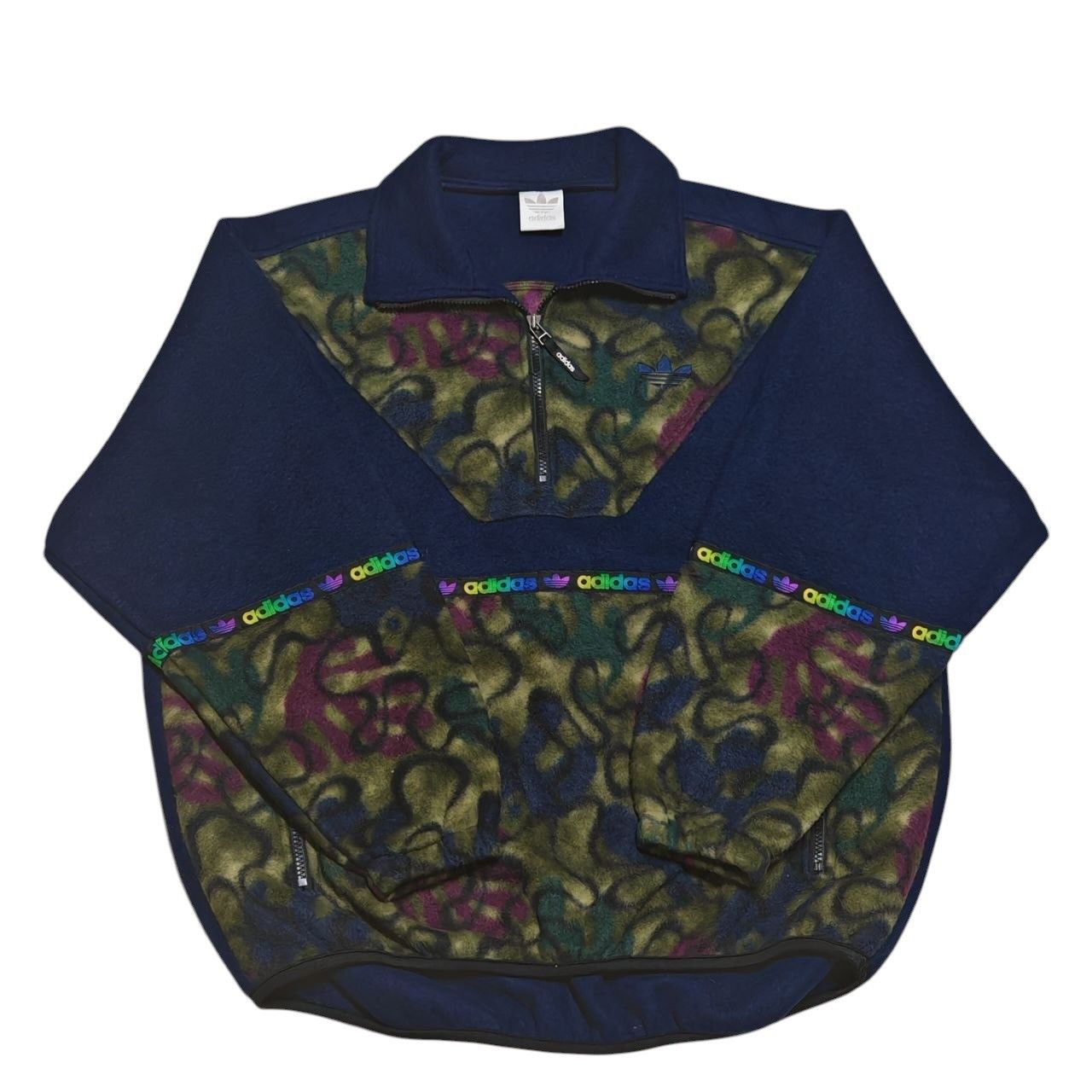 Adidas Rare Vintage Adidas Trefoils Fleece Sweater By Decente Japan Size US M / EU 48-50 / 2 - 4 Thumbnail