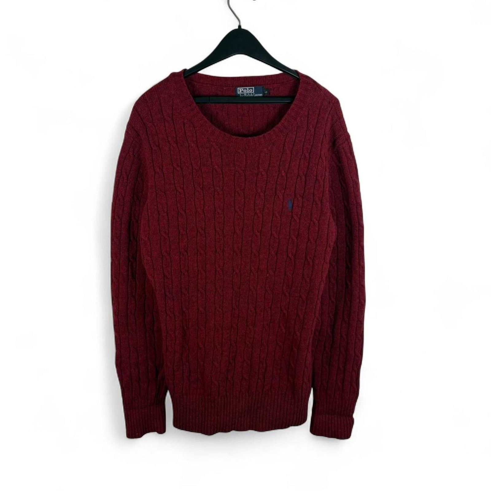 Polo Ralph Lauren Polo ralph lauren vintage burgundy cable knit wool sweater Size US L / EU 52-54 / 3 - 1 Thumbnail