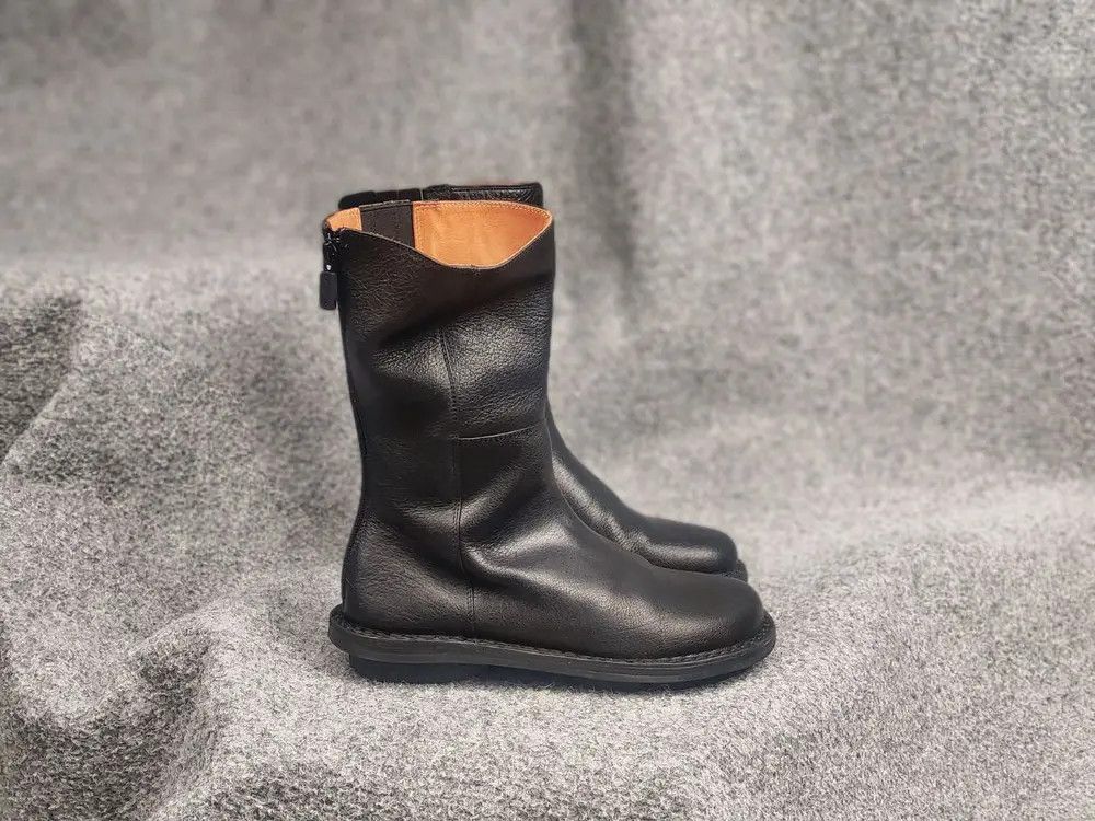 Trippen Trippen Design Black Leather Zip Mid Boots Avant garde Shoes Size US 6 / IT 36 - 1 Thumbnail