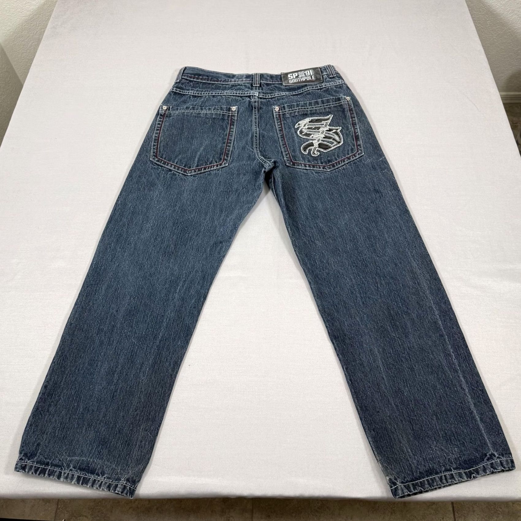 Southpole VINTAGE Southpole Jeans Mens 34x30 Blue Red Tab Baggy Loose Denim Pants Y2K Size US 34 / EU 50 - 2 Thumbnail