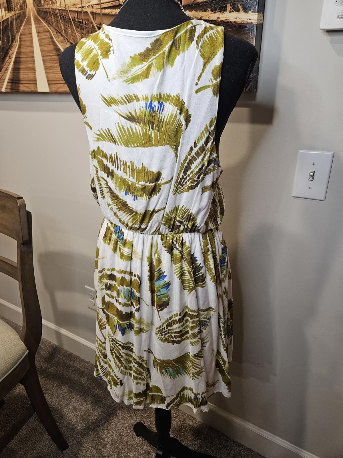 Designer Le Kate Leaf Pattern Summer Dress Size L / US 10 / IT 46 - 3 Thumbnail