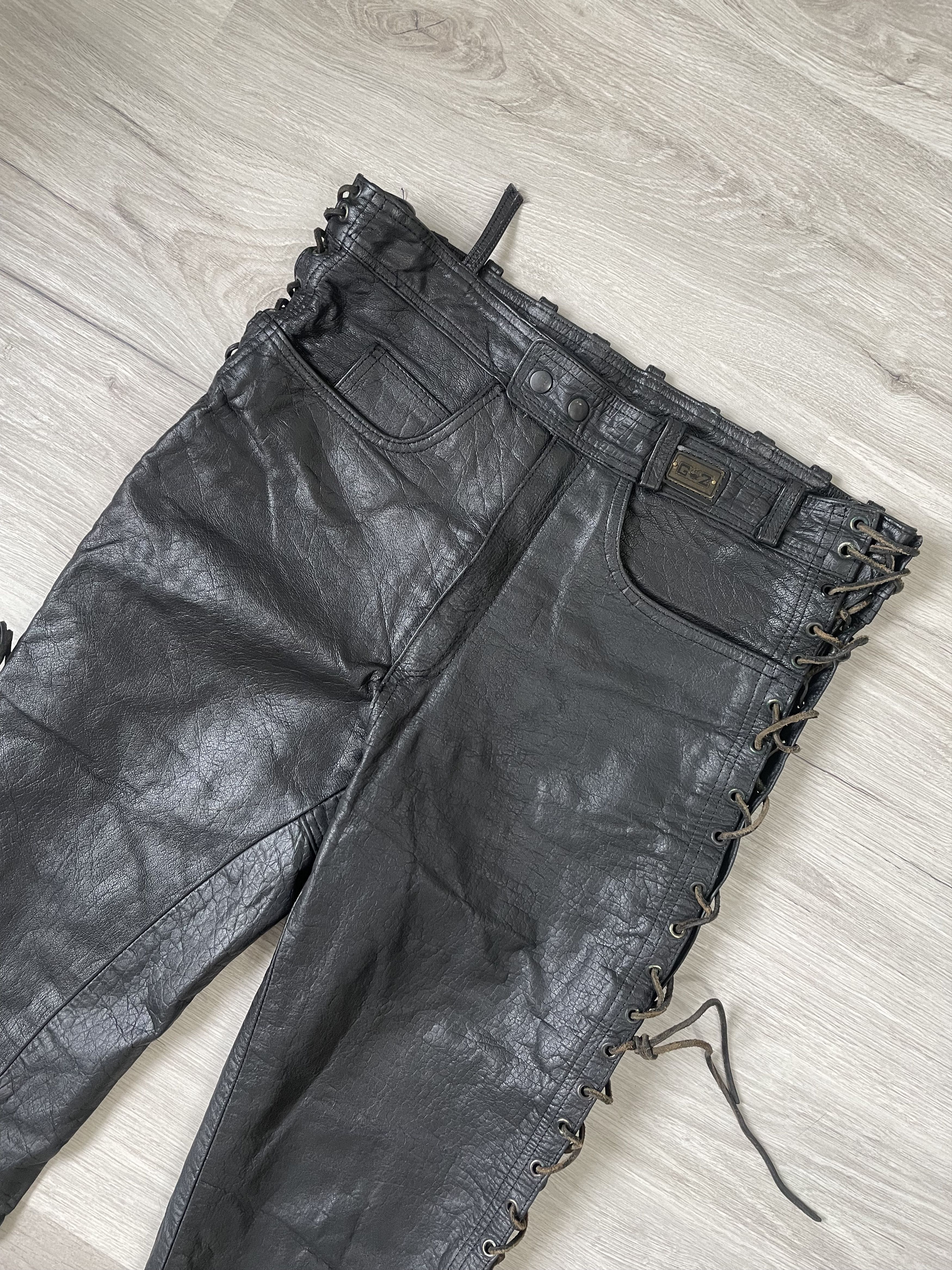 image of Vintage Leather Motorcycle Pants in Black, Men's (Size 36)