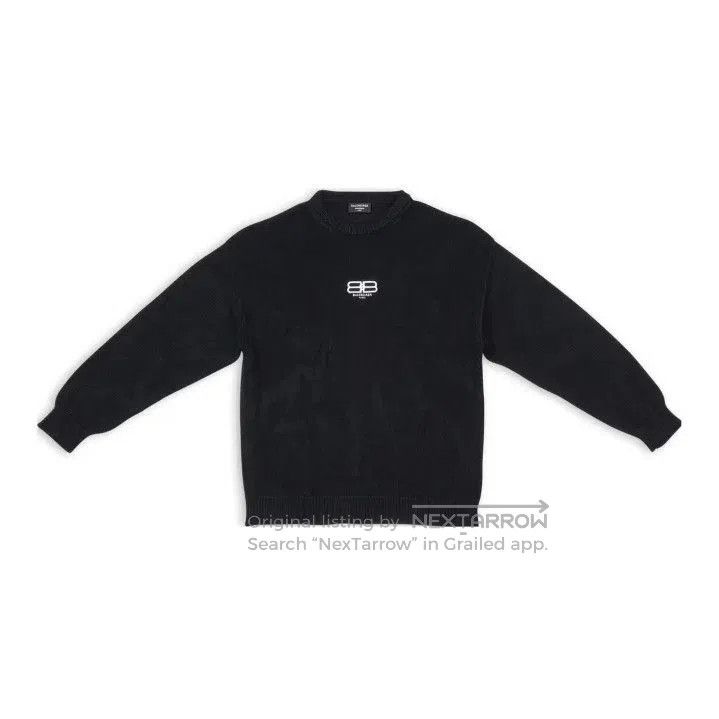 Balenciaga Balenciaga Black Embroidered Logo Long Sleeve Sweater. Size US M / EU 48-50 / 2 - 1 Thumbnail