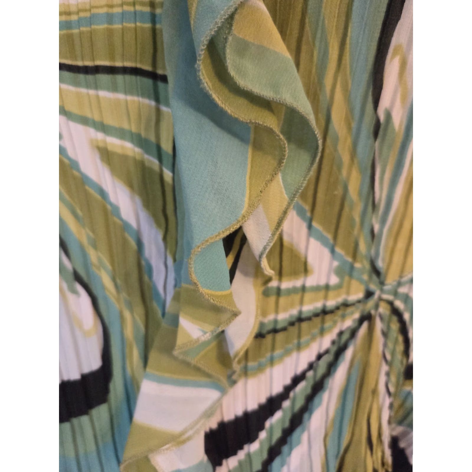 CO New York City Design Co Woman Abstract Ruffle Button-Up Blouse 3X Size XXL / US 16-18 / IT 52-54 - 2 Thumbnail
