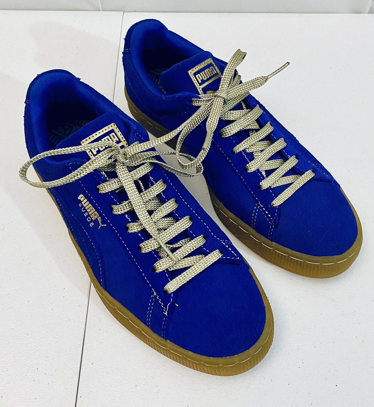 Puma Puma Suede Classic XXI Royal Blue Gum Sole Electric Gold New Size US 7.5 / EU 40-41 - 9 Thumbnail