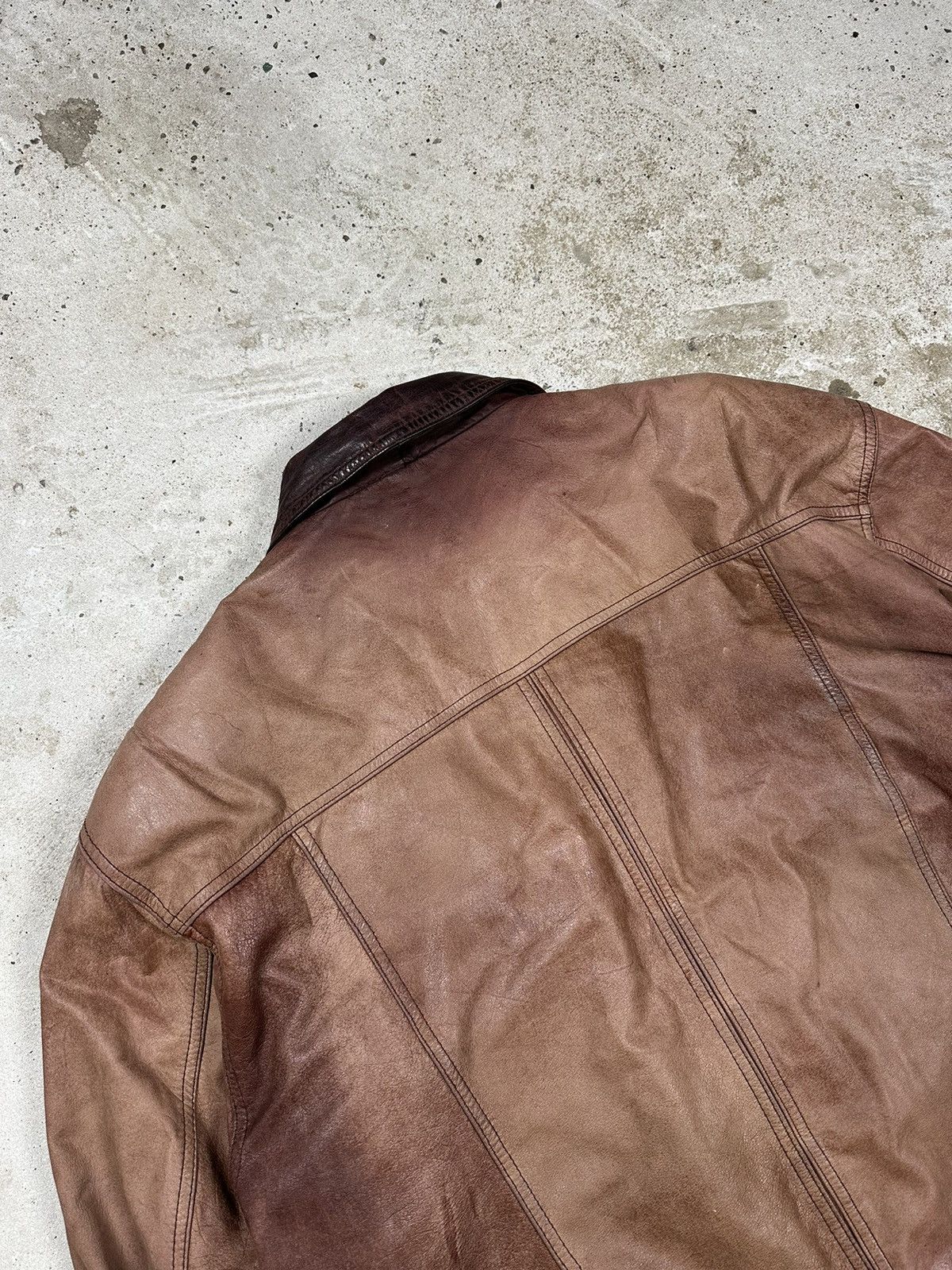 Vintage ‼️ Vintage 90s Distressed Brown / Orange Leather Jacket Rare Size US L / EU 52-54 / 3 - 13 Thumbnail