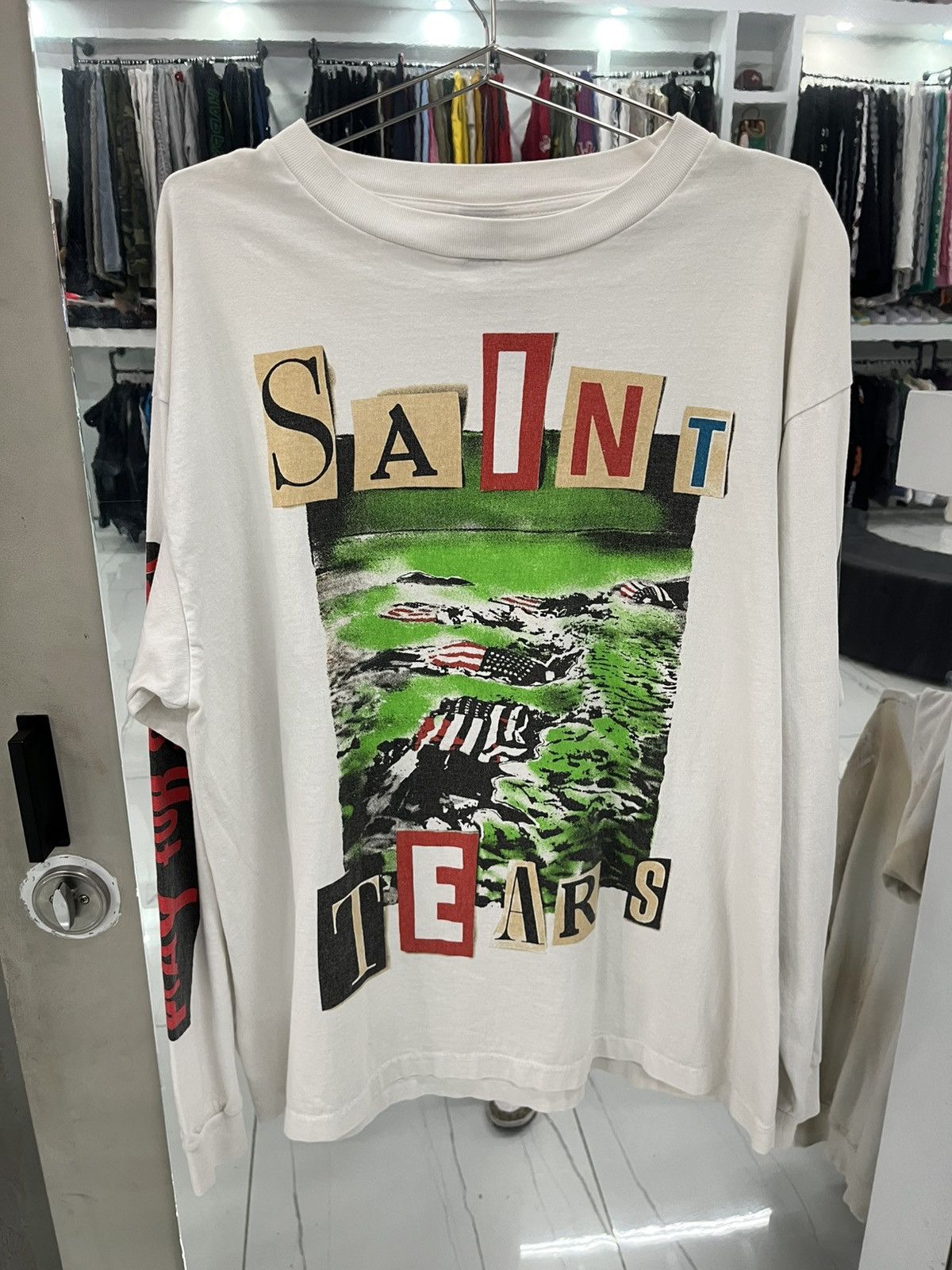 Saint Michael Saint Michael x Denim Tears L/S Tee ‘White’ Size US XL / EU 56 / 4 - 1 Thumbnail