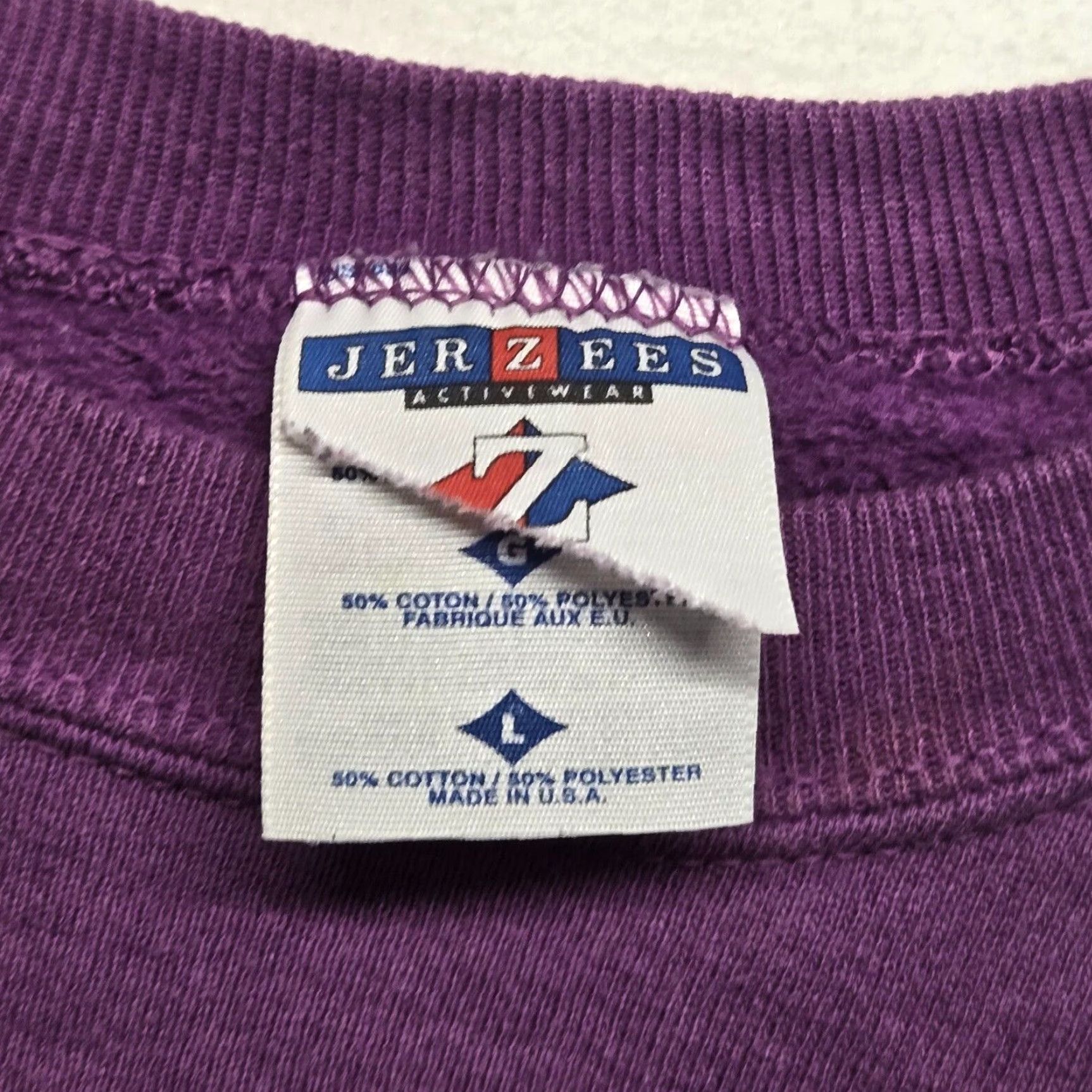 Jerzees VINTAGE JERZEES Purple Sweatshirt Psalm 28:7 Christ is My Strength Adult Large Mens Size US L / EU 52-54 / 3 - 3 Thumbnail