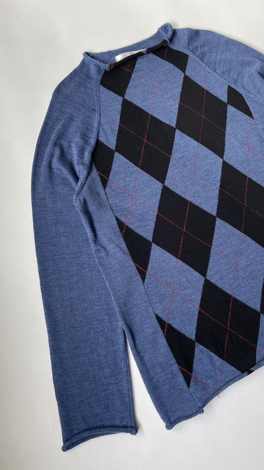 Comme des Garcons Raw Hem Argyle Patterned Sweater Size US M / EU 48-50 / 2 - 5 Thumbnail