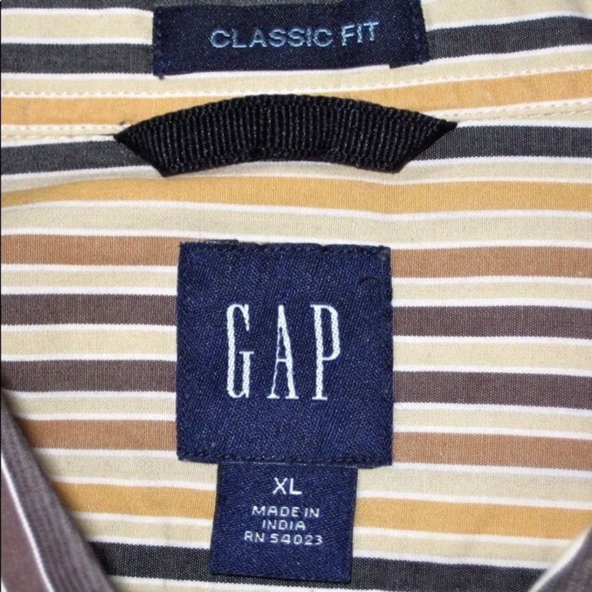 Gap VINTAGE 1990s MENS GAP SHIRT BROWN TAN STRIPE CLASSIC FIT XL Size US XL / EU 56 / 4 - 5 Thumbnail
