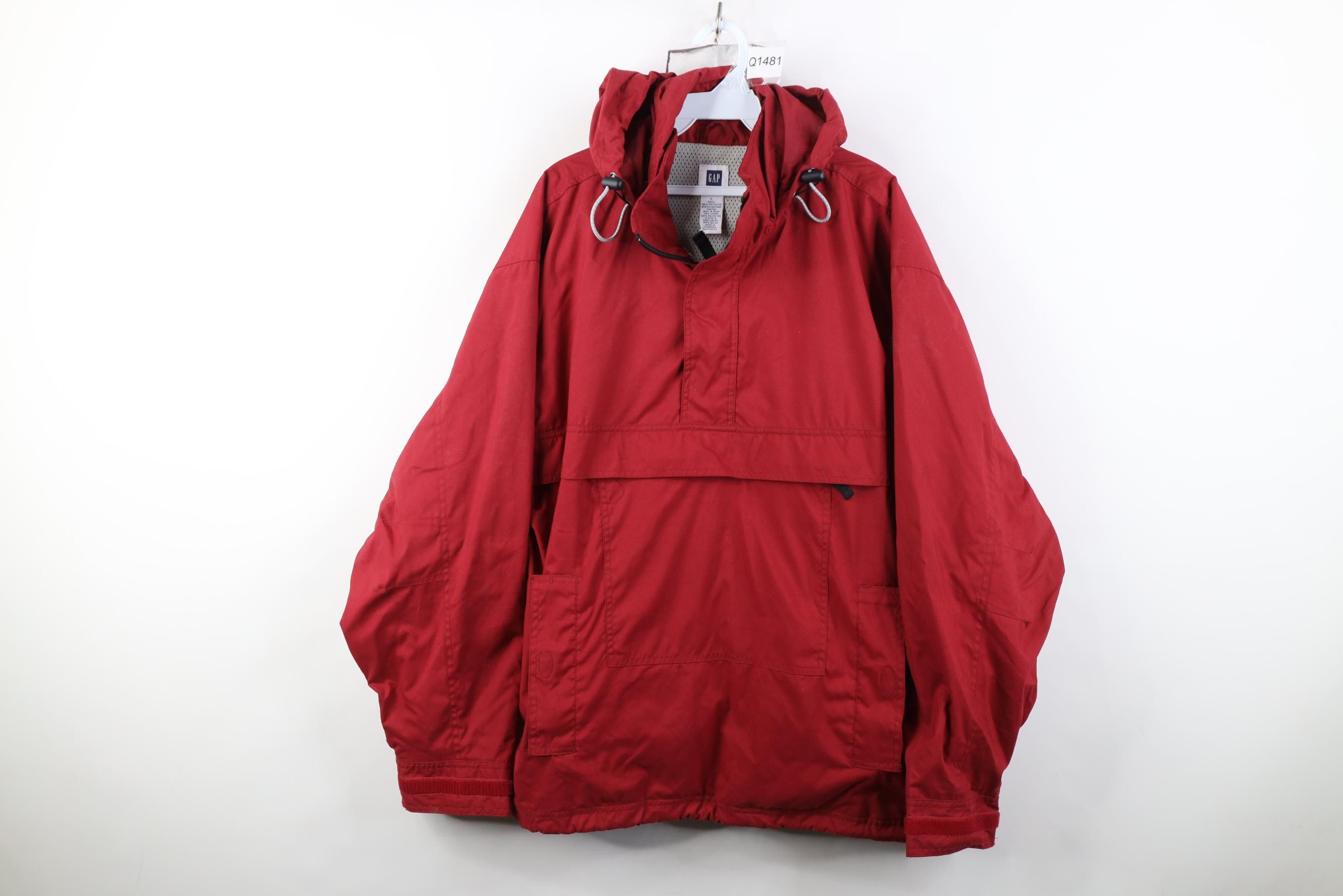 Gap Vintage Y2K 2002 Gap Hooded Anorak Windbreaker Jacket Red Size US L / EU 52-54 / 3 - 1 Thumbnail