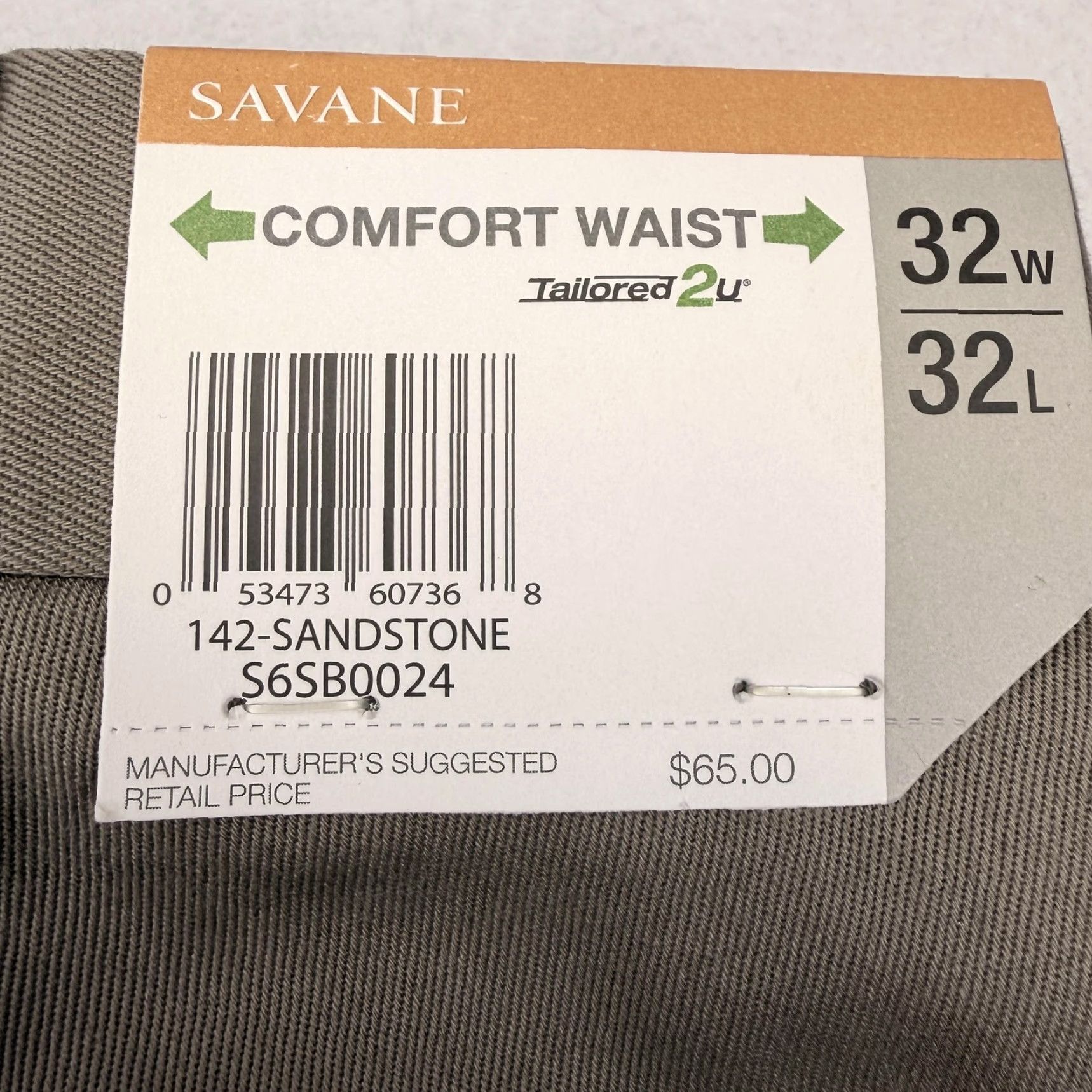 Savane Savane Khakis Pants Mens 32x32 Beige Comfort Waist Luster Twill No Iron Size US 32 / EU 48 - 4 Thumbnail