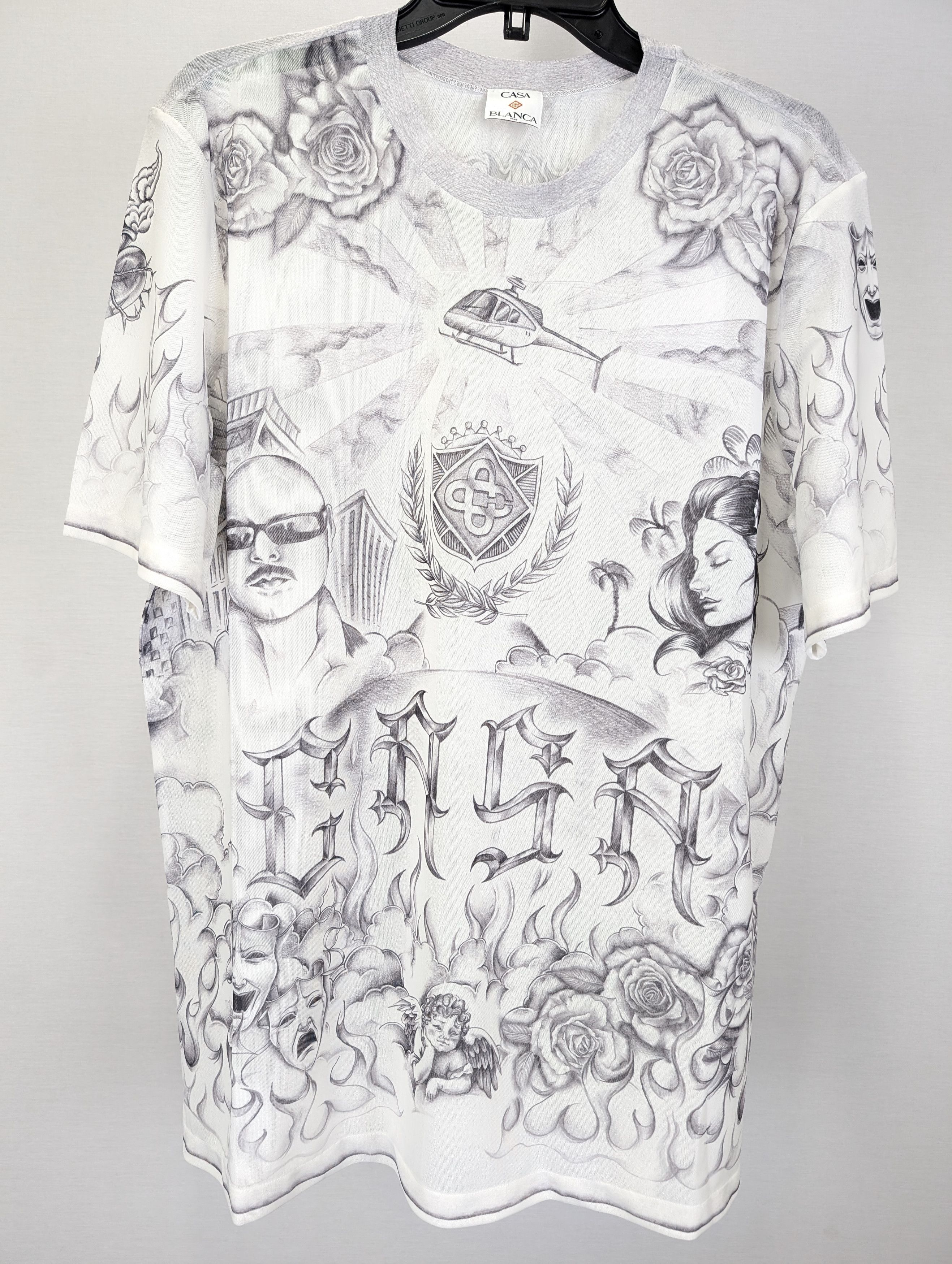 Casablanca o1rshd1 DUP / Printed Crewneck Short Sleeve Mesh Top Tattoo Size US S / EU 44-46 / 1 - 3 Thumbnail