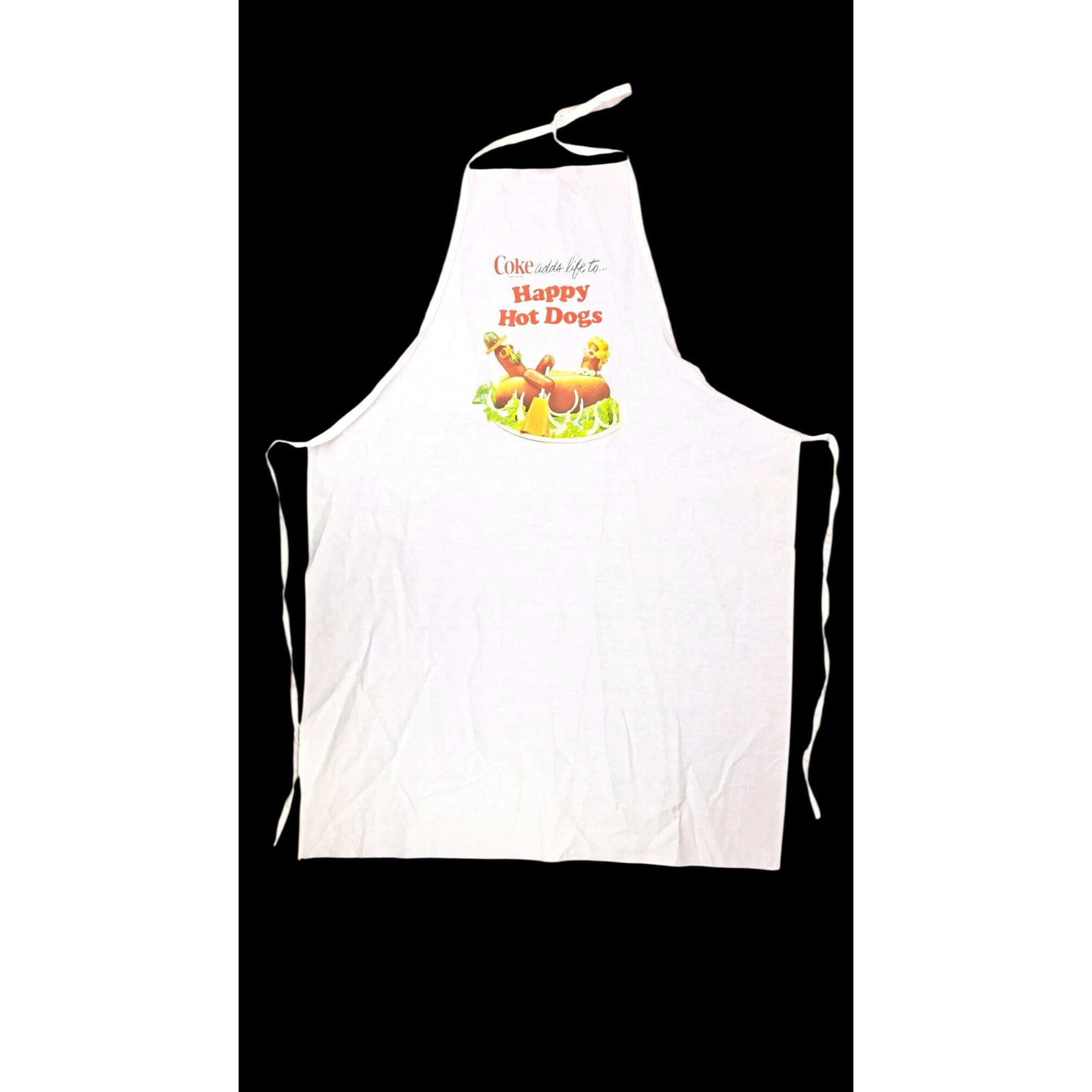 Vintage Coca-Cola Coke Happy Hot Dogs White Apron Graphic