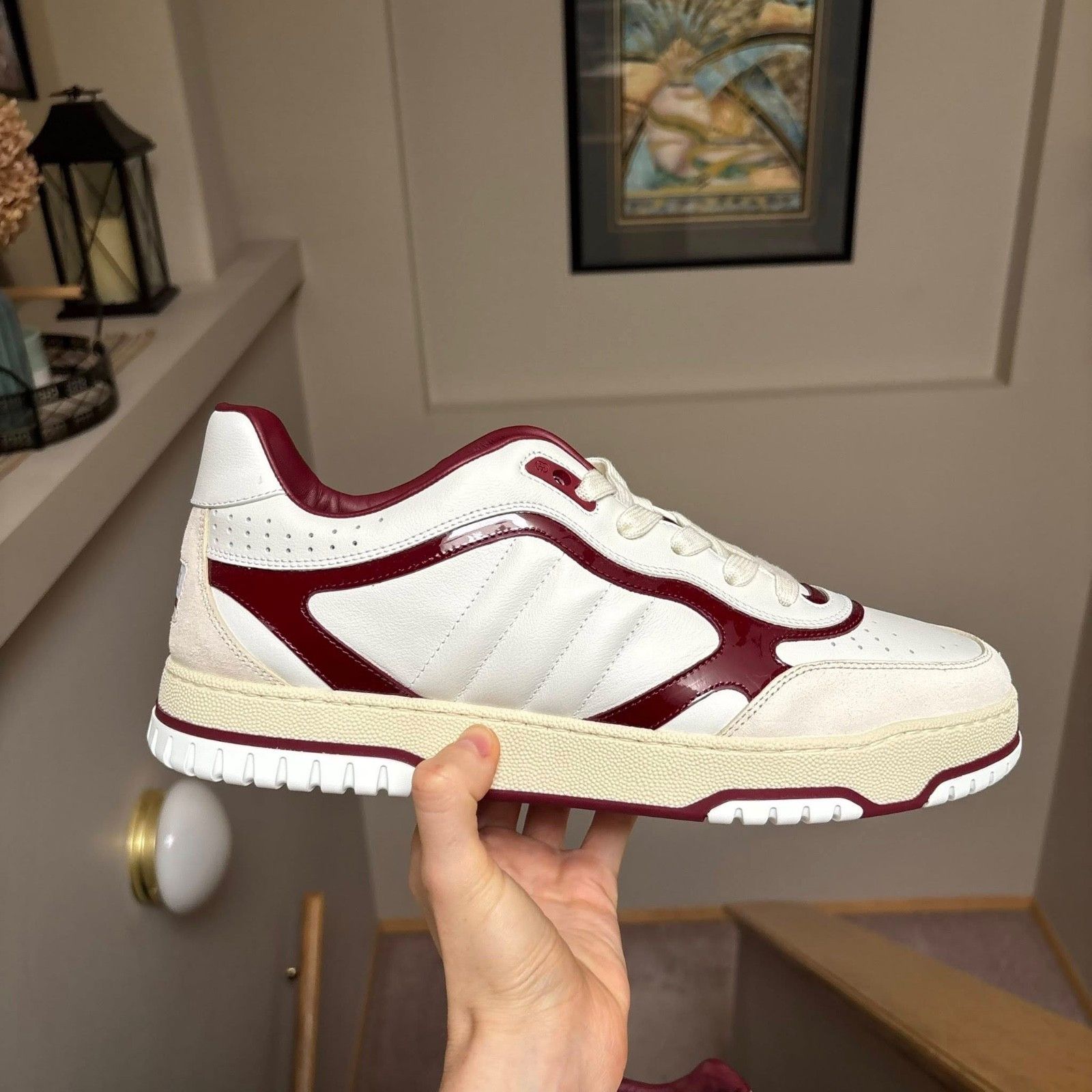 Gucci Gucci Re-Web White/Burgundy/Cream Sneakers - MSRP: $1190 Size US 12.5 / EU 45-46 - 2 Thumbnail