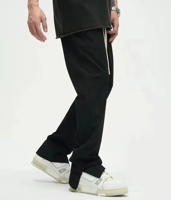 Japanese Brand Black all-match straight loose zipper slit casual trousers Size US 32 / EU 48 - 8 Thumbnail