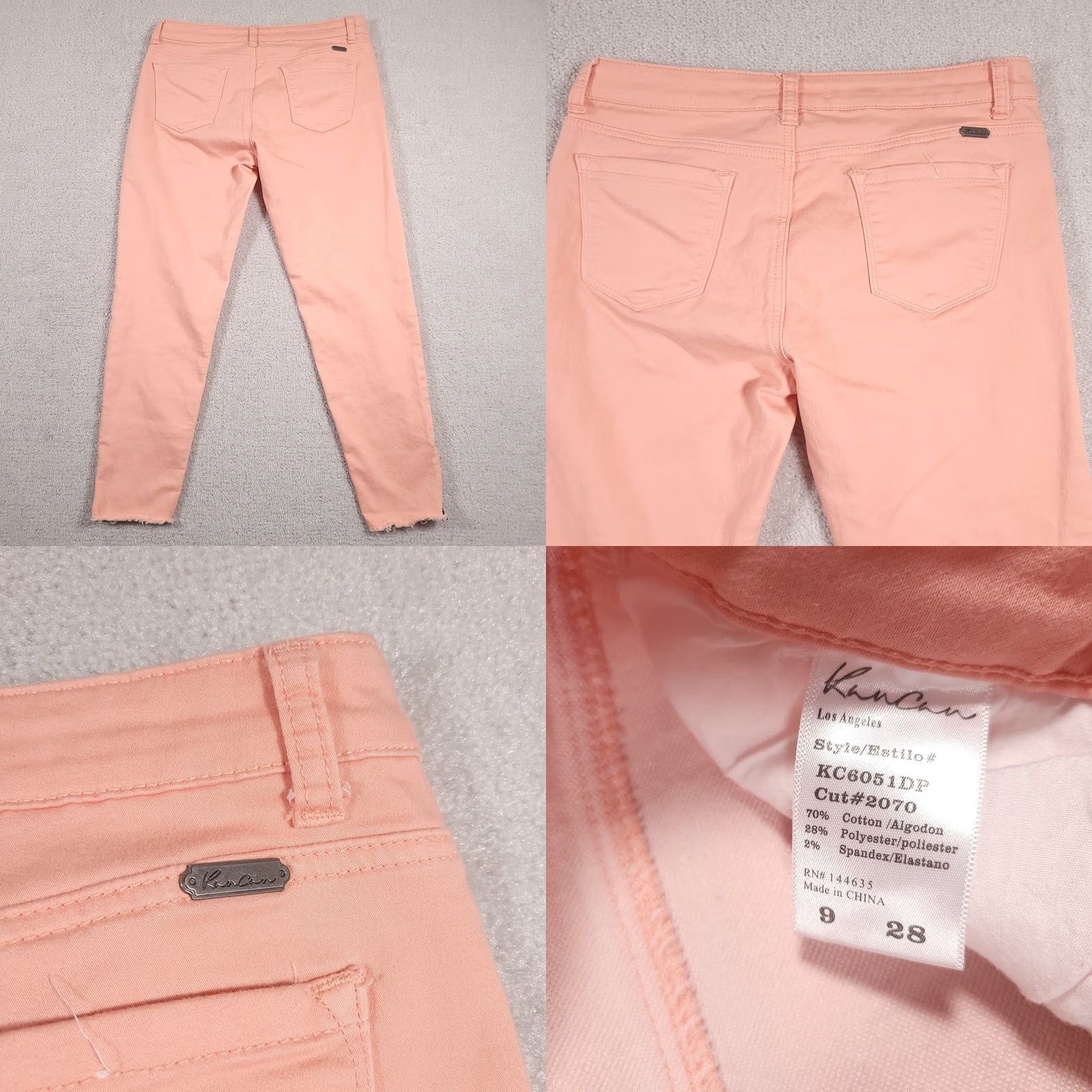 Vintage KanCan Raw Hem Skinny Crop Stretch Jeans Women's 9 Peach Pink Zip Ankle Jeans Womens 9 Pink Size 30" / US 8 / IT 44 - 9 Thumbnail