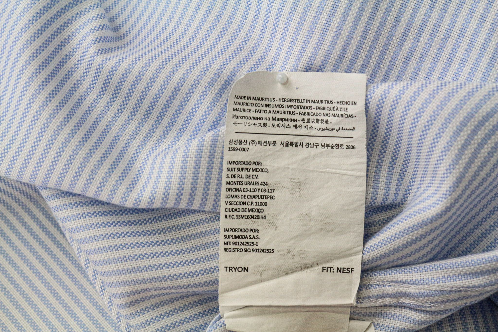 Suitsupply 38/15 Extra Slim Blue Cotton Stripe Shirt 79314 Size 38R - 7 Thumbnail