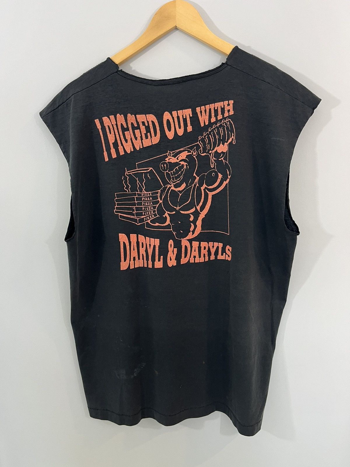 Vintage Single Stitch Thrashed 80s Cut Off Pizza Shirt Size US L / EU 52-54 / 3 - 1 Thumbnail