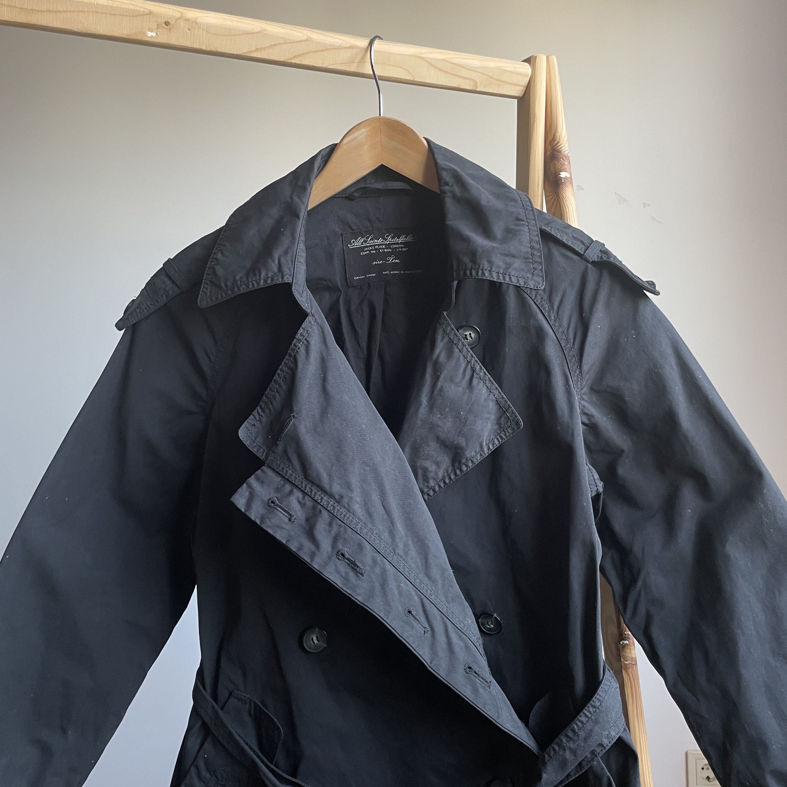 Allsaints Allsaints Womens Sherlock Nylon Double Breasted Trench Coat Size M / US 6-8 / IT 42-44 - 5 Thumbnail