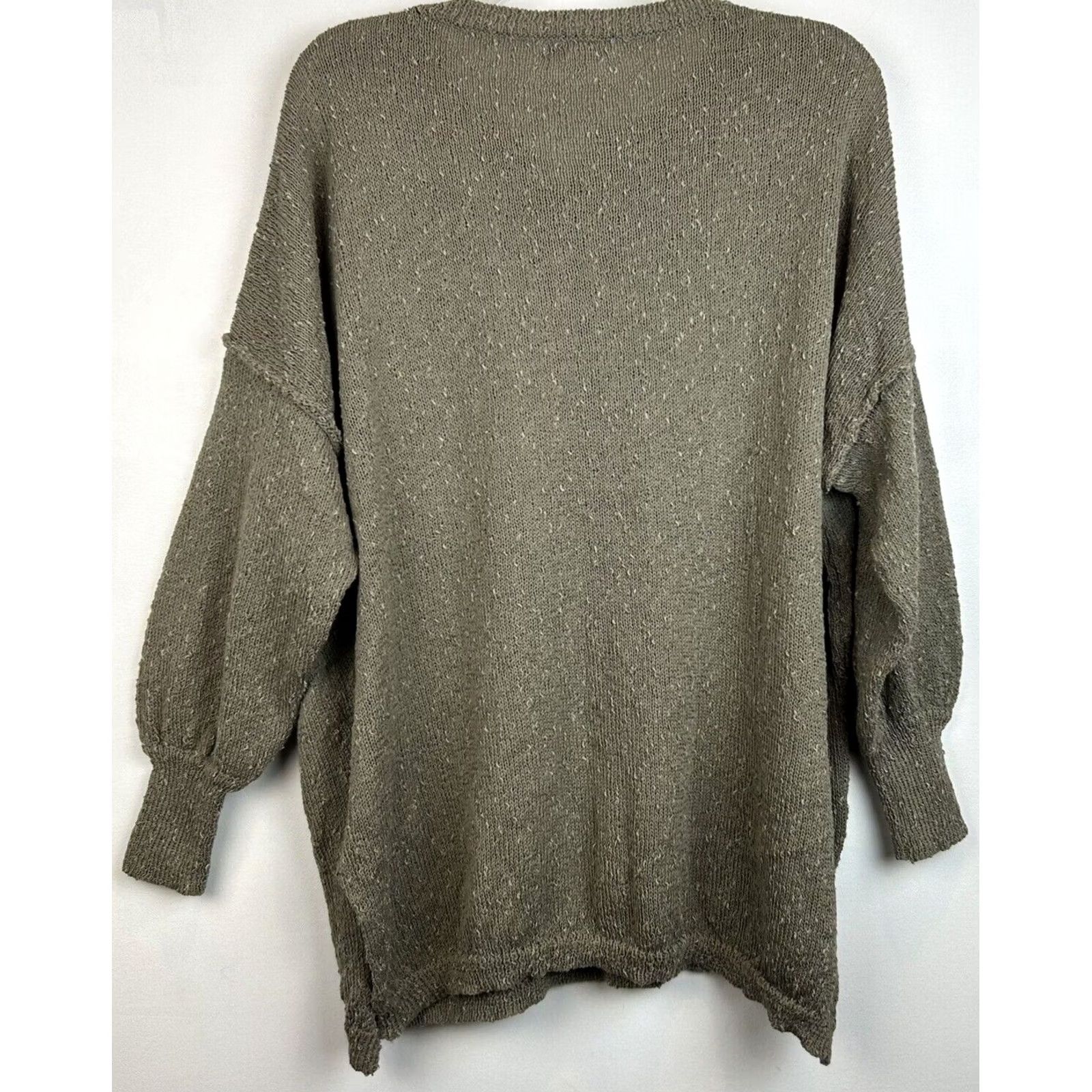 Vintage Sage Womens Small Sweater Oversized Half Button Textured Minimalist Capsule Size S / US 4 / IT 40 - 2 Thumbnail