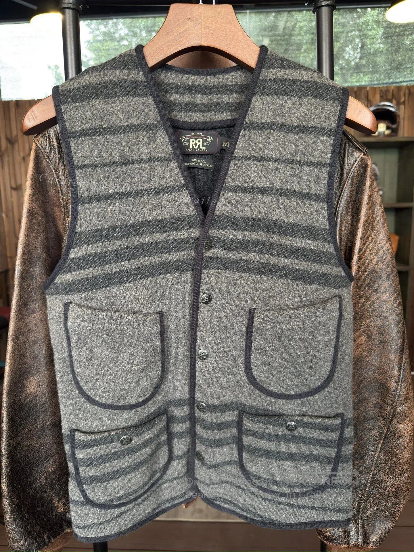 RRL Ralph Lauren RRL Ralph Lauren Gray Striped Vest. Size US XS / EU 42 / 0 - 1 Thumbnail