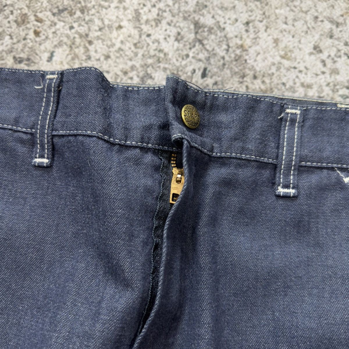 Vintage Vintage 80s Sears Denim Dungaree Carpenter Work Pants Jeans Size US 35 - 8 Thumbnail